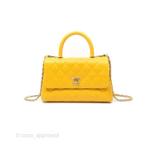 Chanel Small Coco Handle Mustard Yellow Caviar Gold Hardware