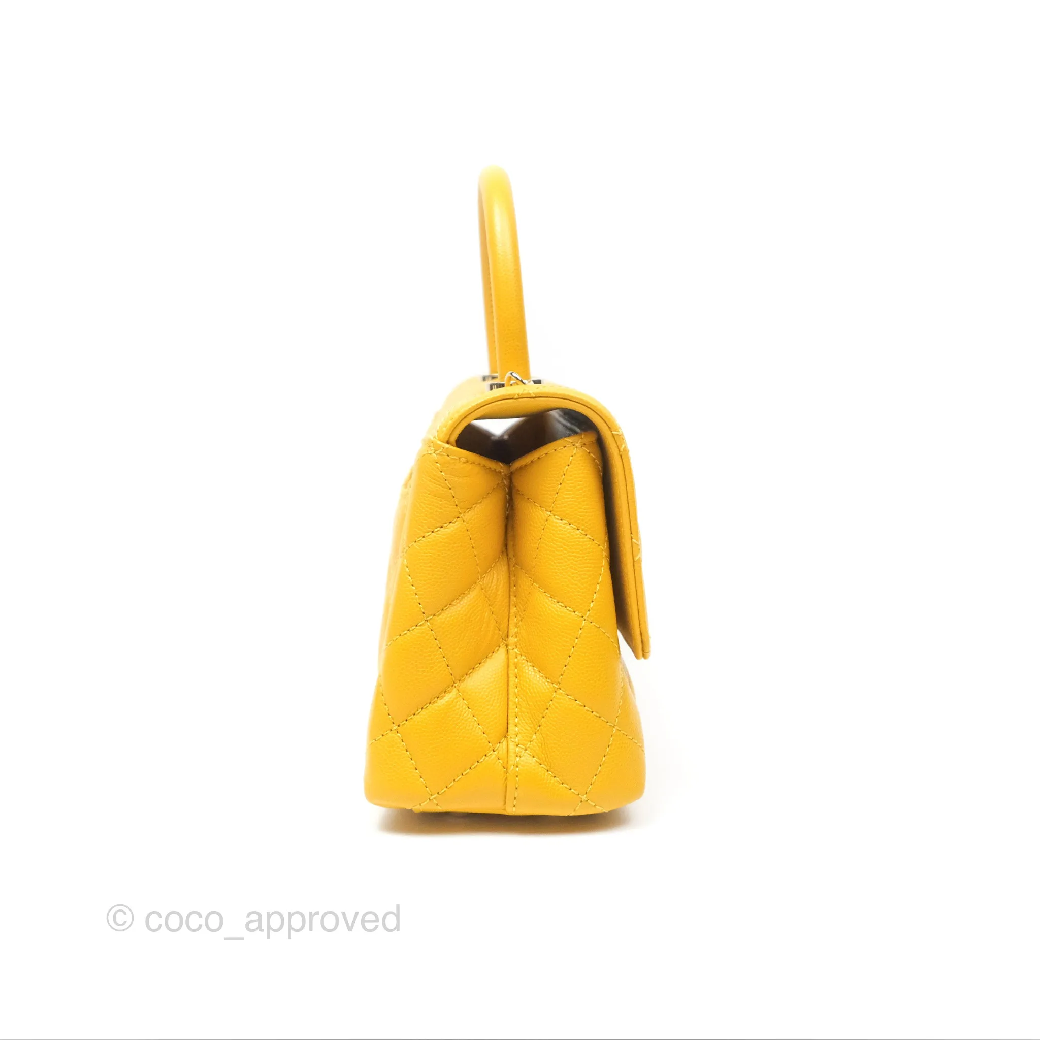Chanel Small Coco Handle Mustard Yellow Caviar Gold Hardware