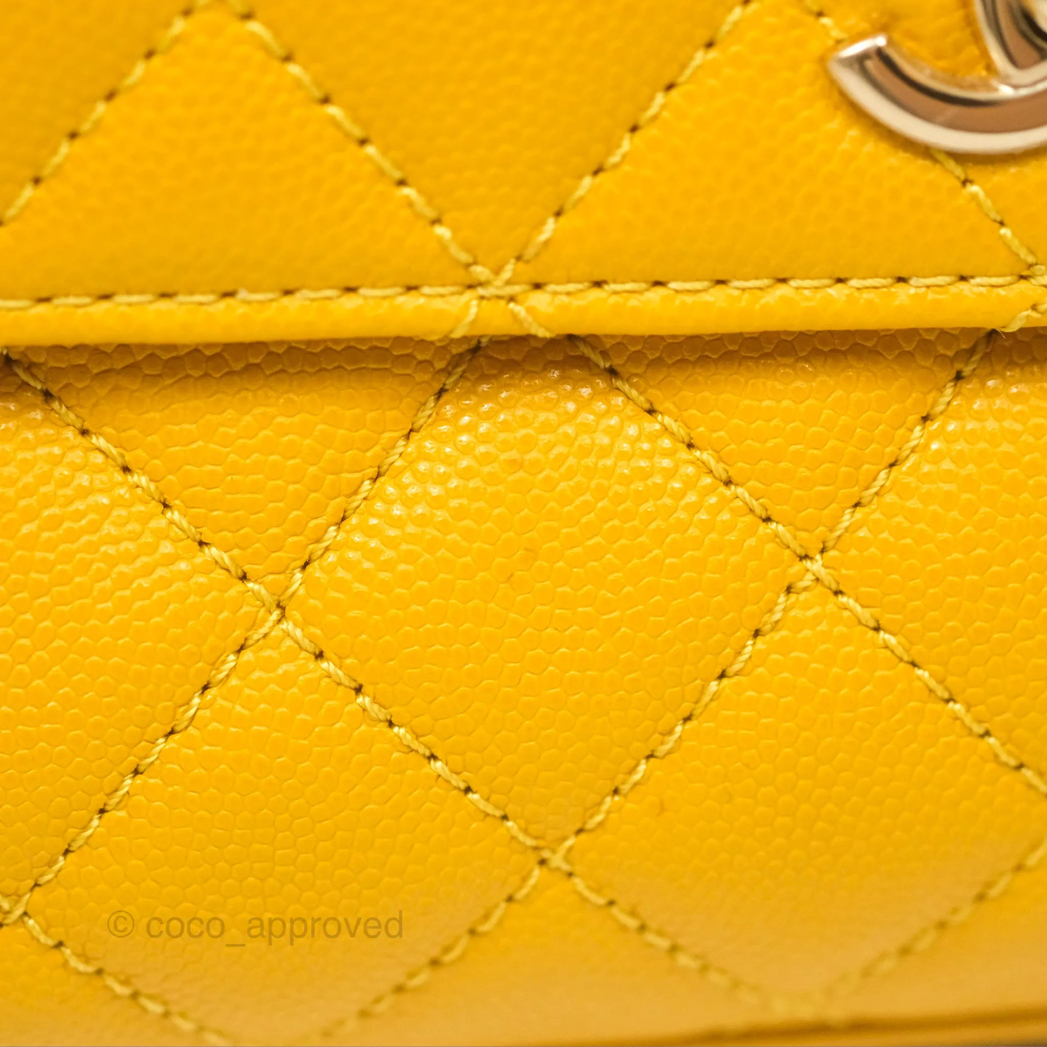 Chanel Small Coco Handle Mustard Yellow Caviar Gold Hardware