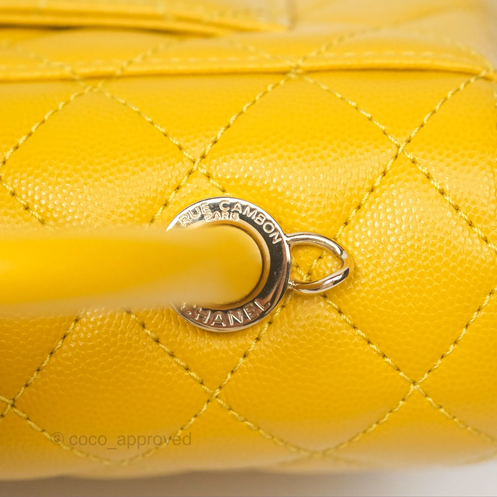 Chanel Small Coco Handle Mustard Yellow Caviar Gold Hardware