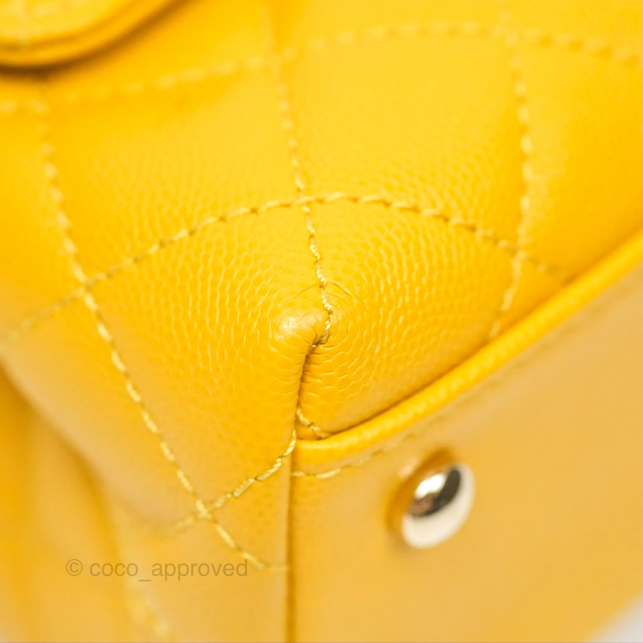 Chanel Small Coco Handle Mustard Yellow Caviar Gold Hardware