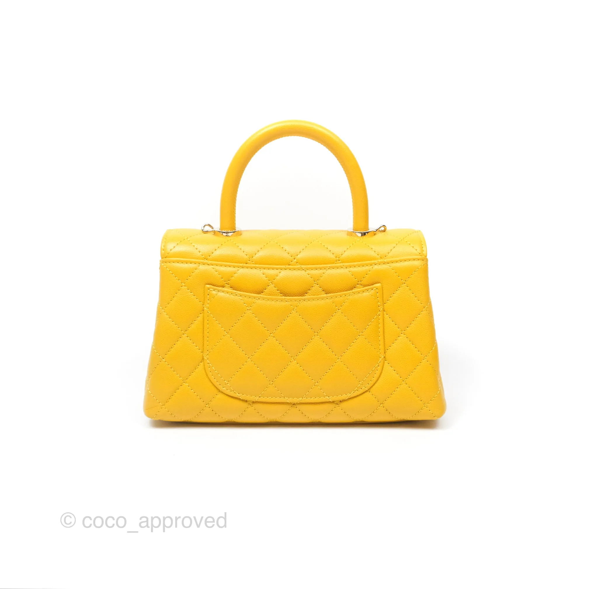 Chanel Small Coco Handle Mustard Yellow Caviar Gold Hardware