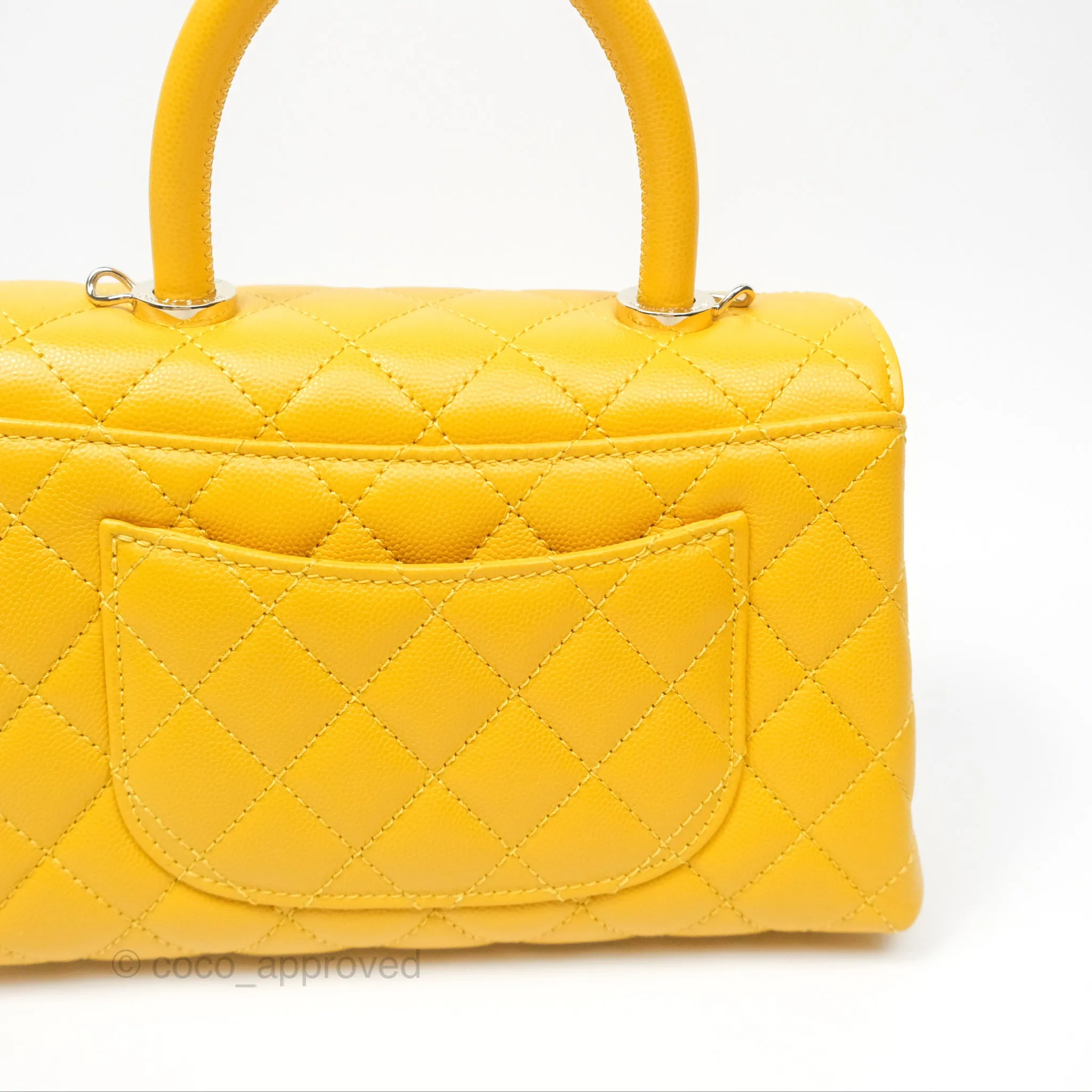 Chanel Small Coco Handle Mustard Yellow Caviar Gold Hardware