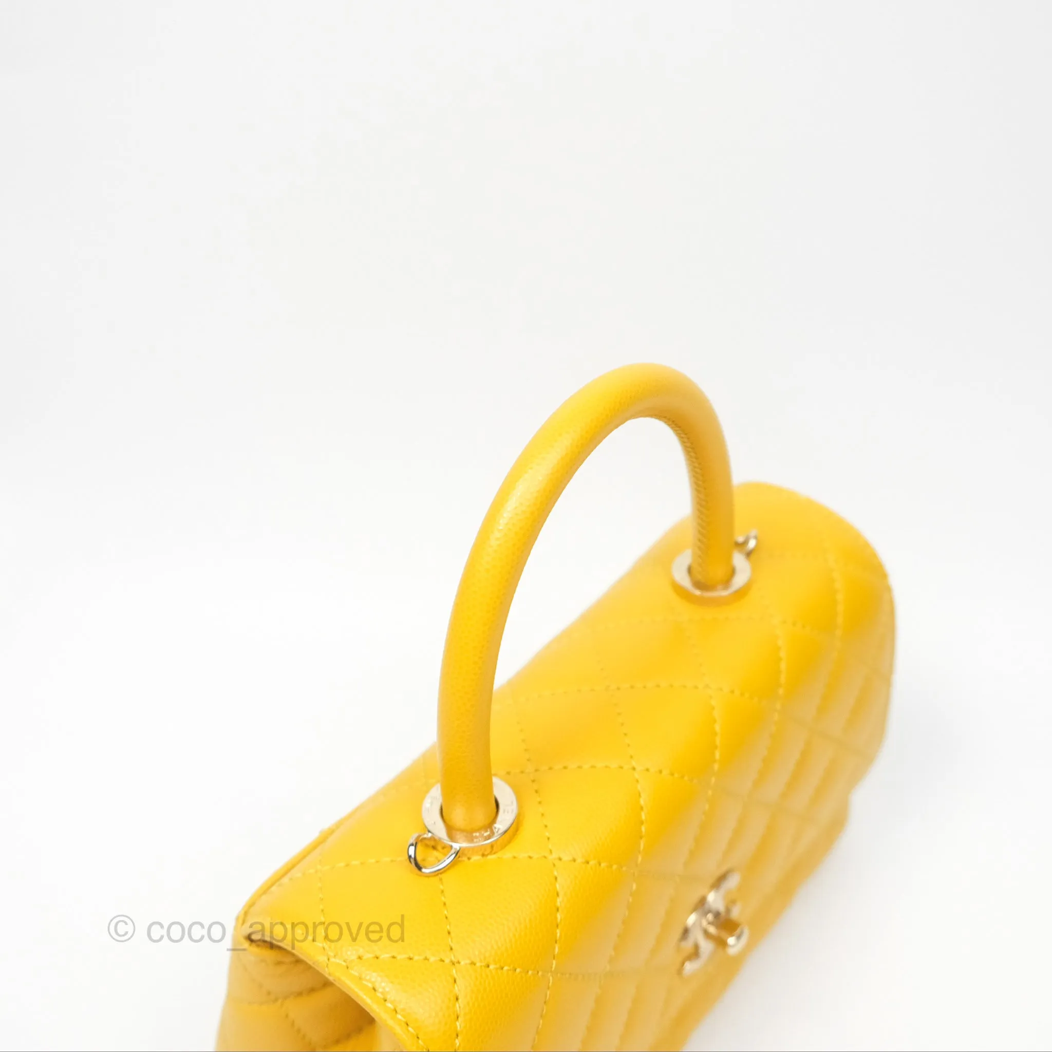 Chanel Small Coco Handle Mustard Yellow Caviar Gold Hardware