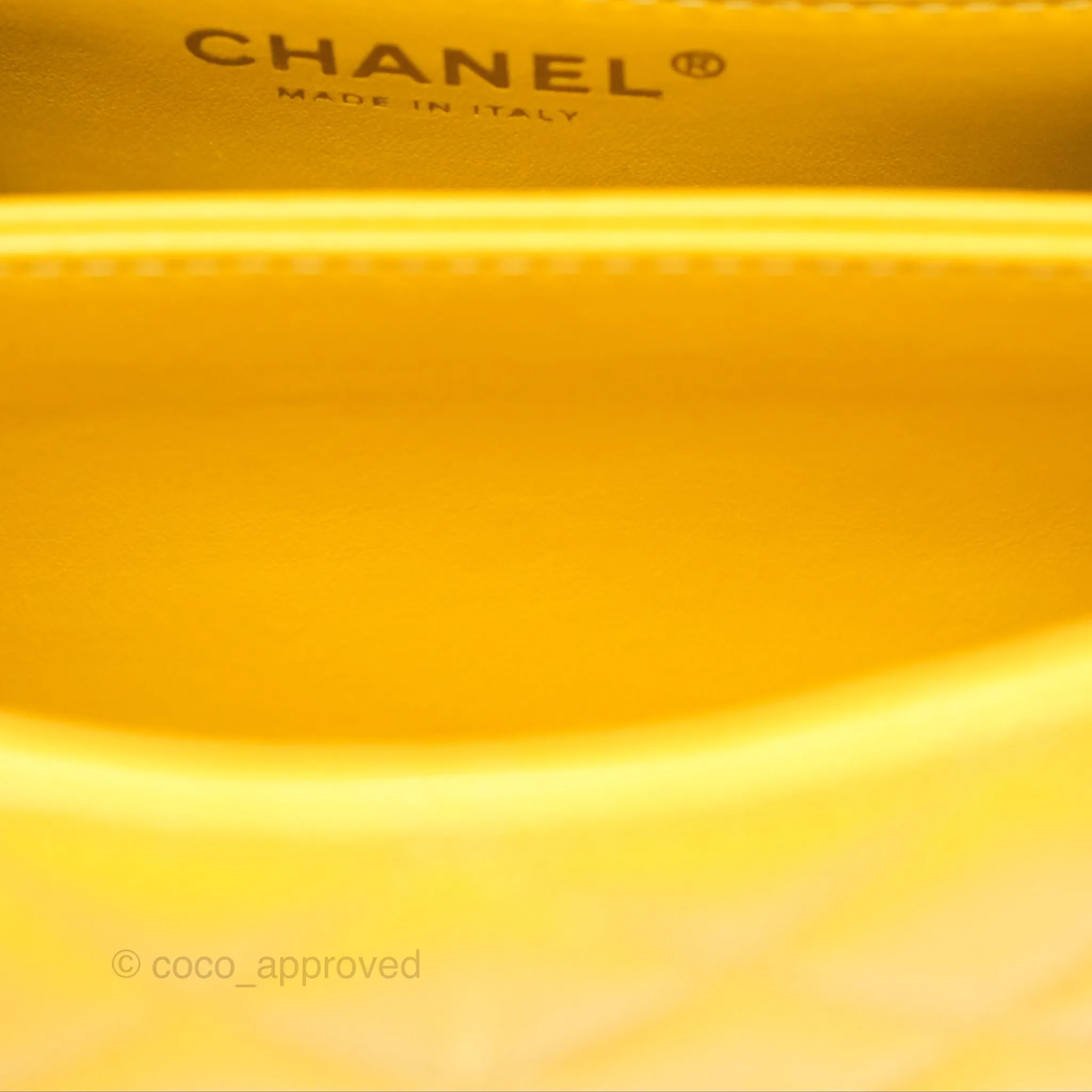 Chanel Small Coco Handle Mustard Yellow Caviar Gold Hardware