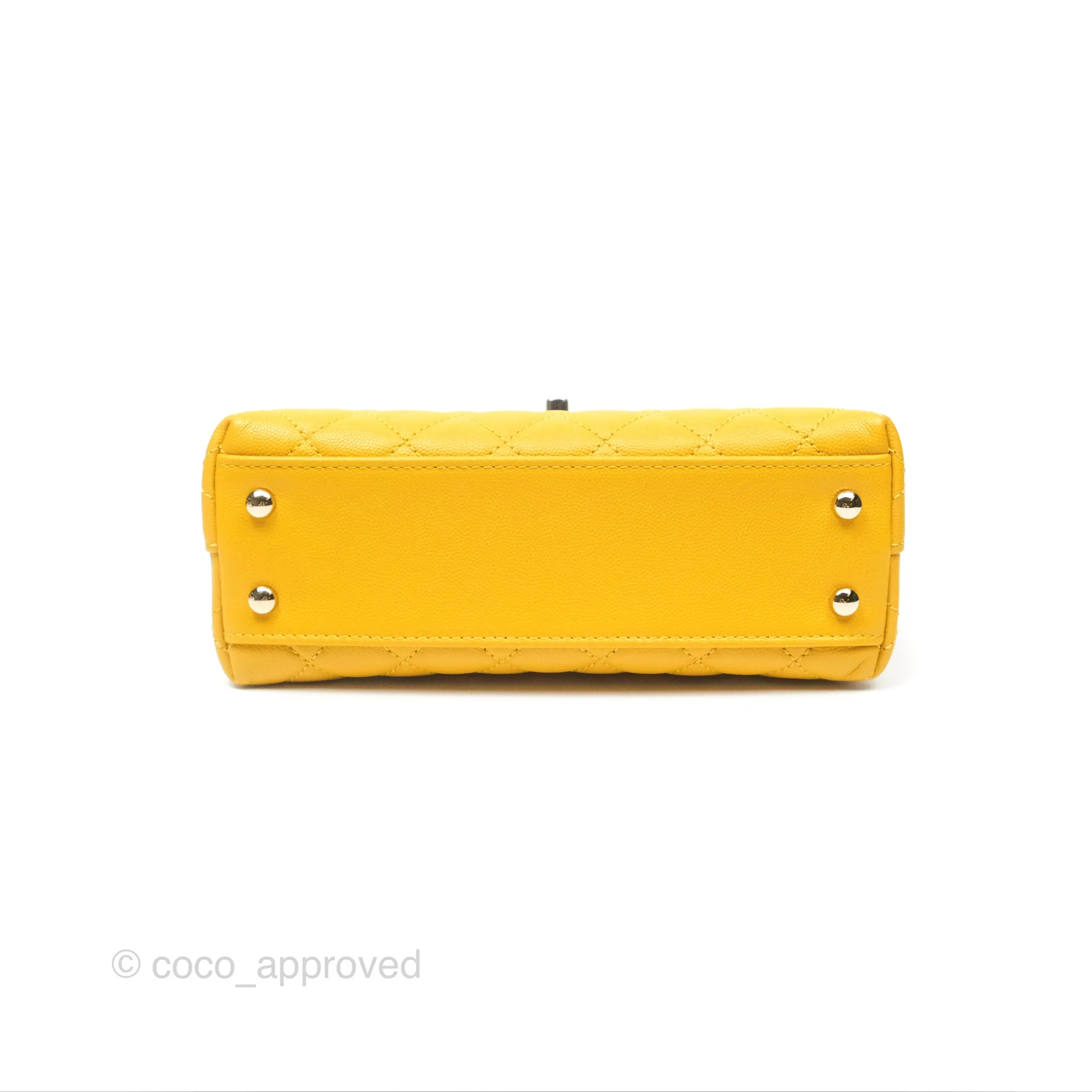 Chanel Small Coco Handle Mustard Yellow Caviar Gold Hardware
