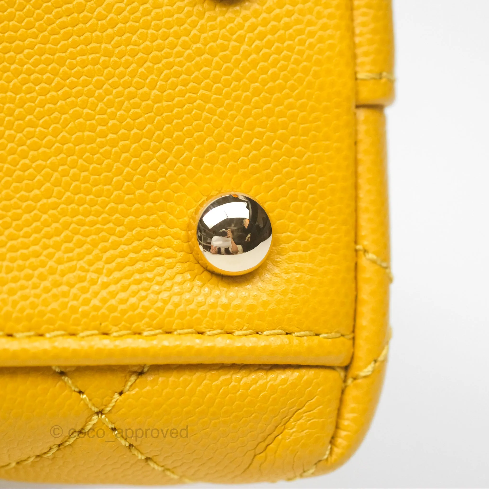 Chanel Small Coco Handle Mustard Yellow Caviar Gold Hardware