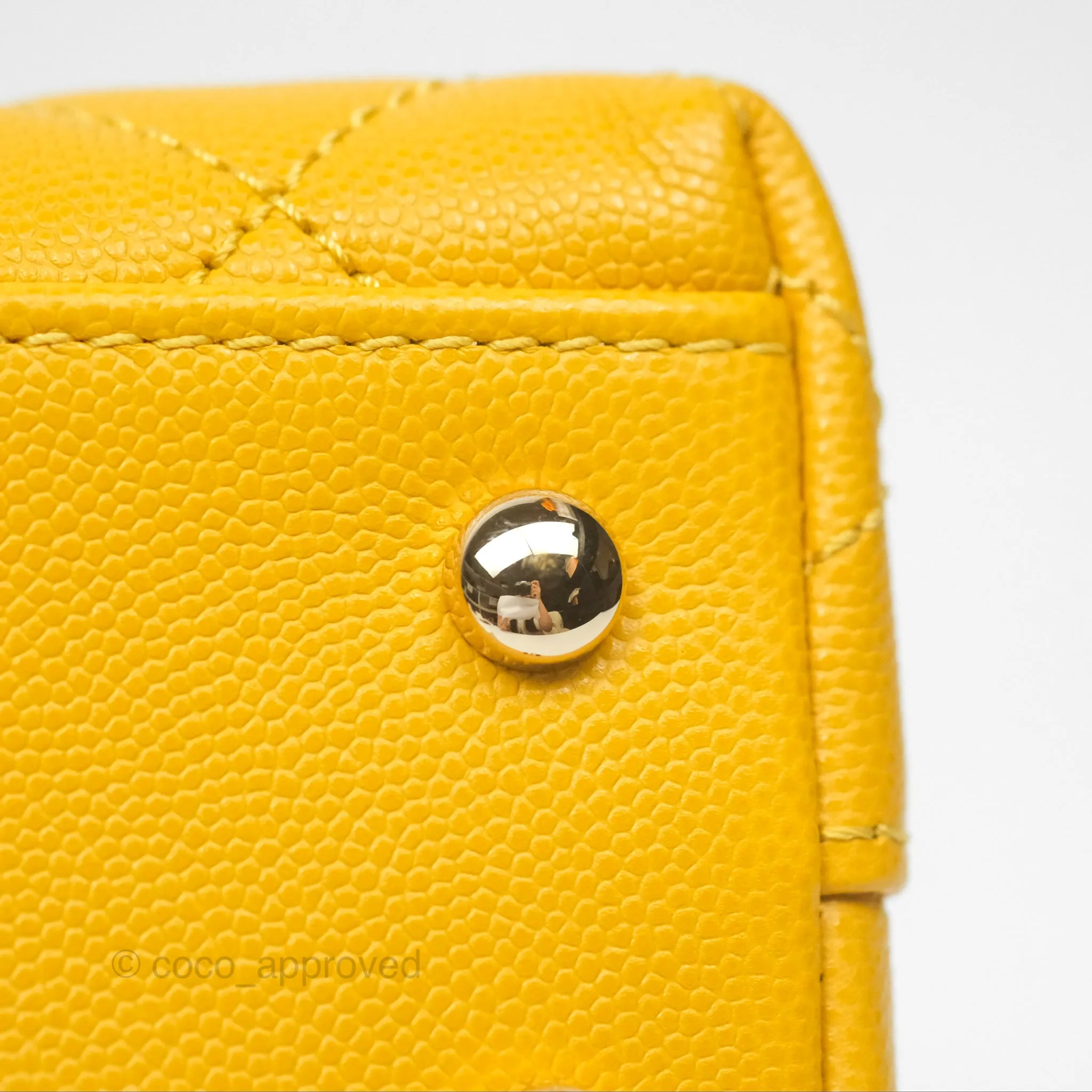 Chanel Small Coco Handle Mustard Yellow Caviar Gold Hardware