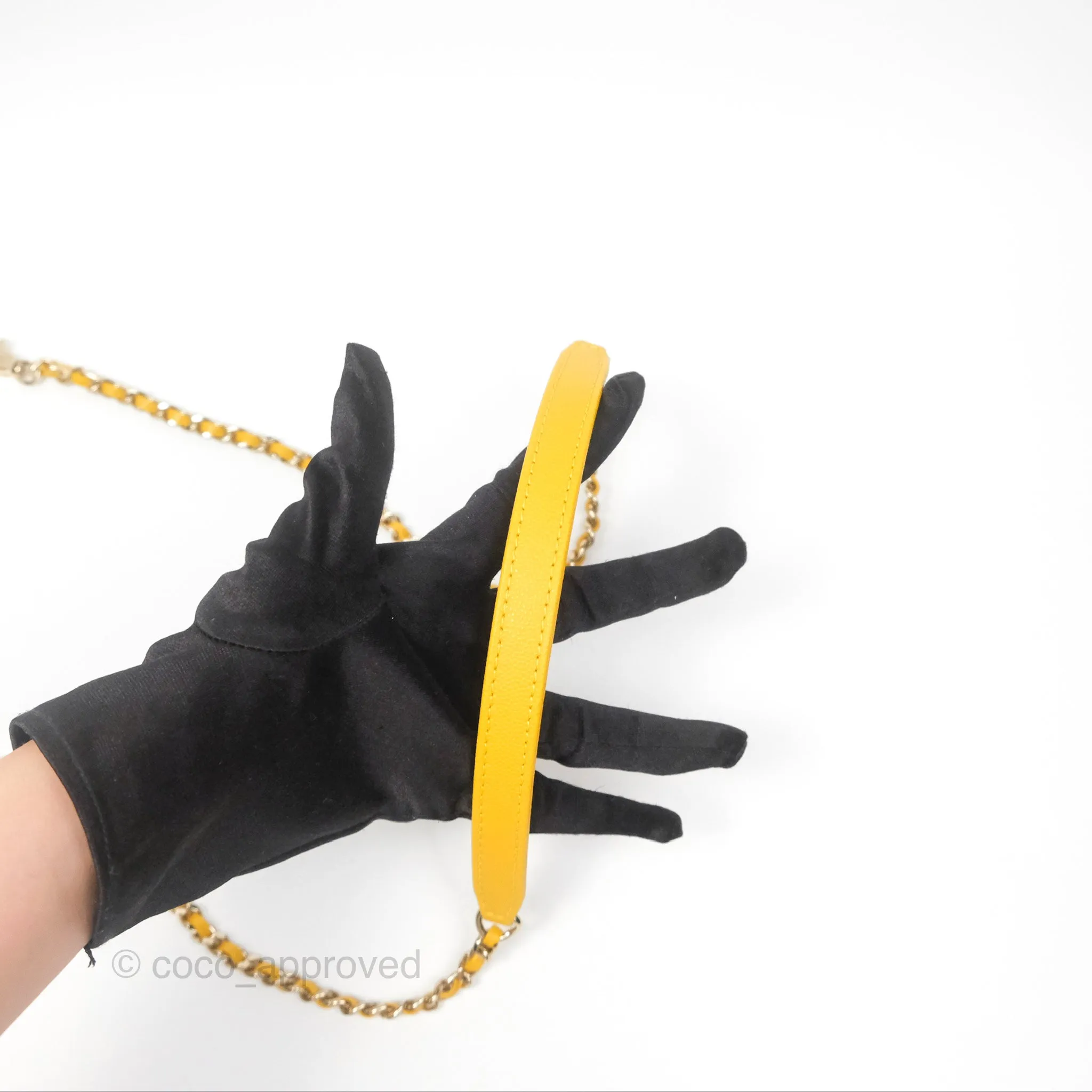 Chanel Small Coco Handle Mustard Yellow Caviar Gold Hardware