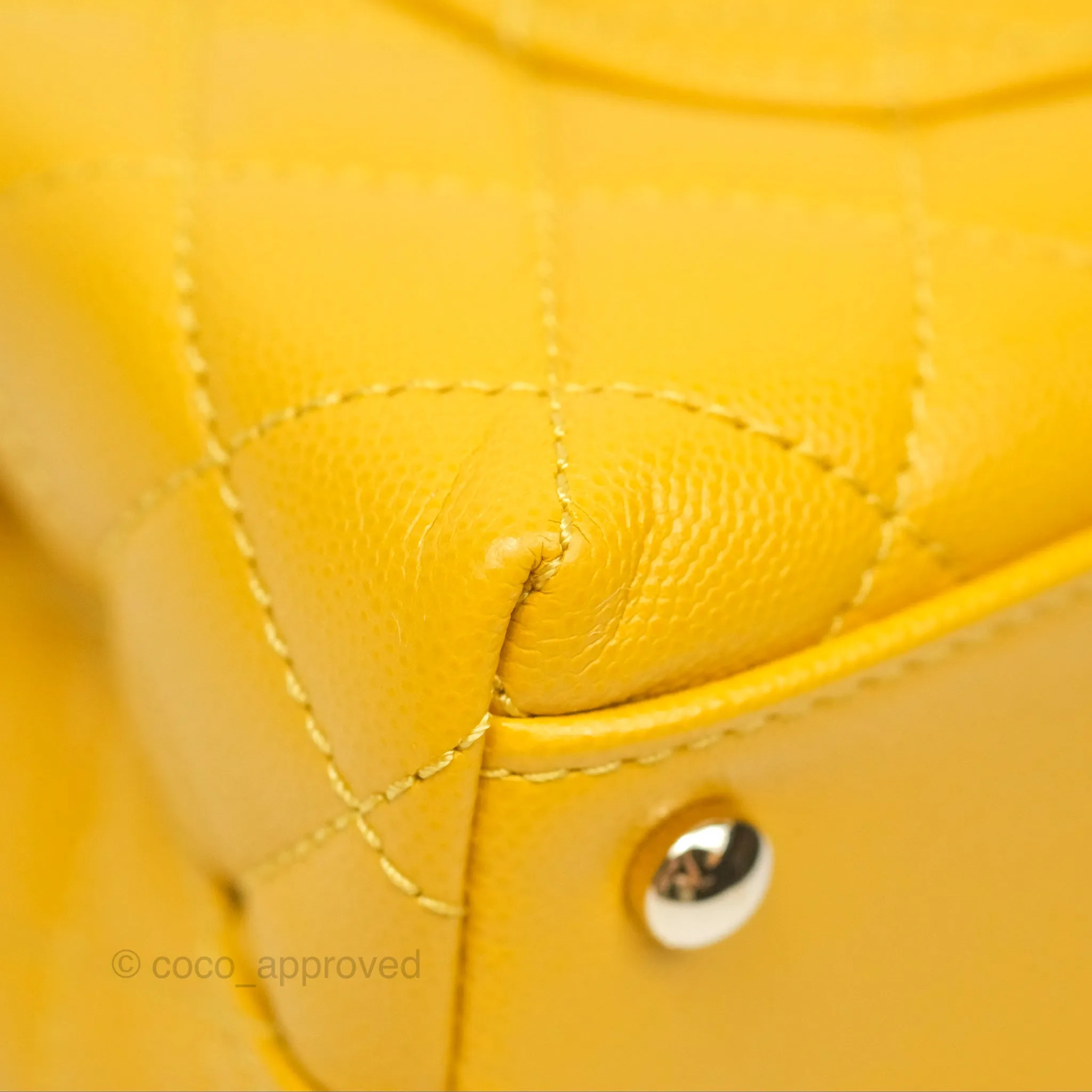 Chanel Small Coco Handle Mustard Yellow Caviar Gold Hardware
