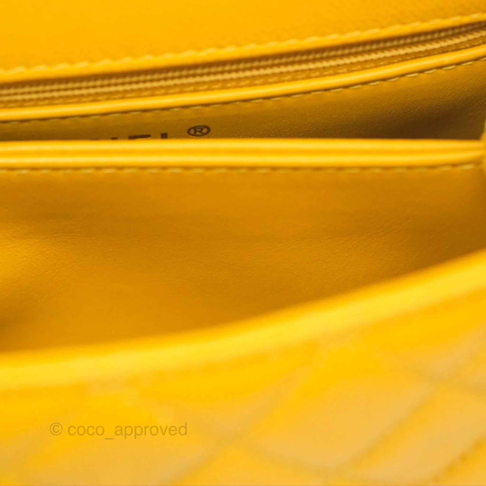 Chanel Small Coco Handle Mustard Yellow Caviar Gold Hardware
