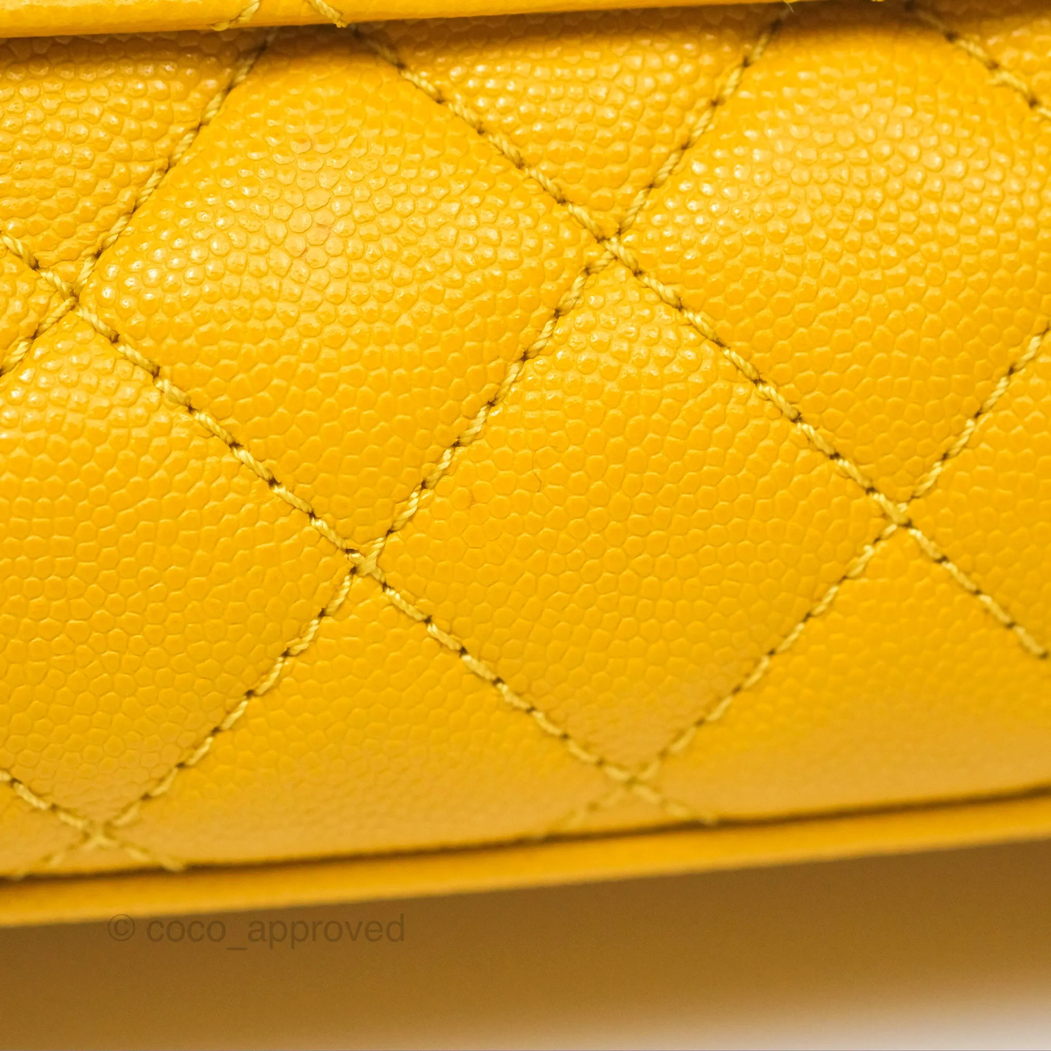 Chanel Small Coco Handle Mustard Yellow Caviar Gold Hardware