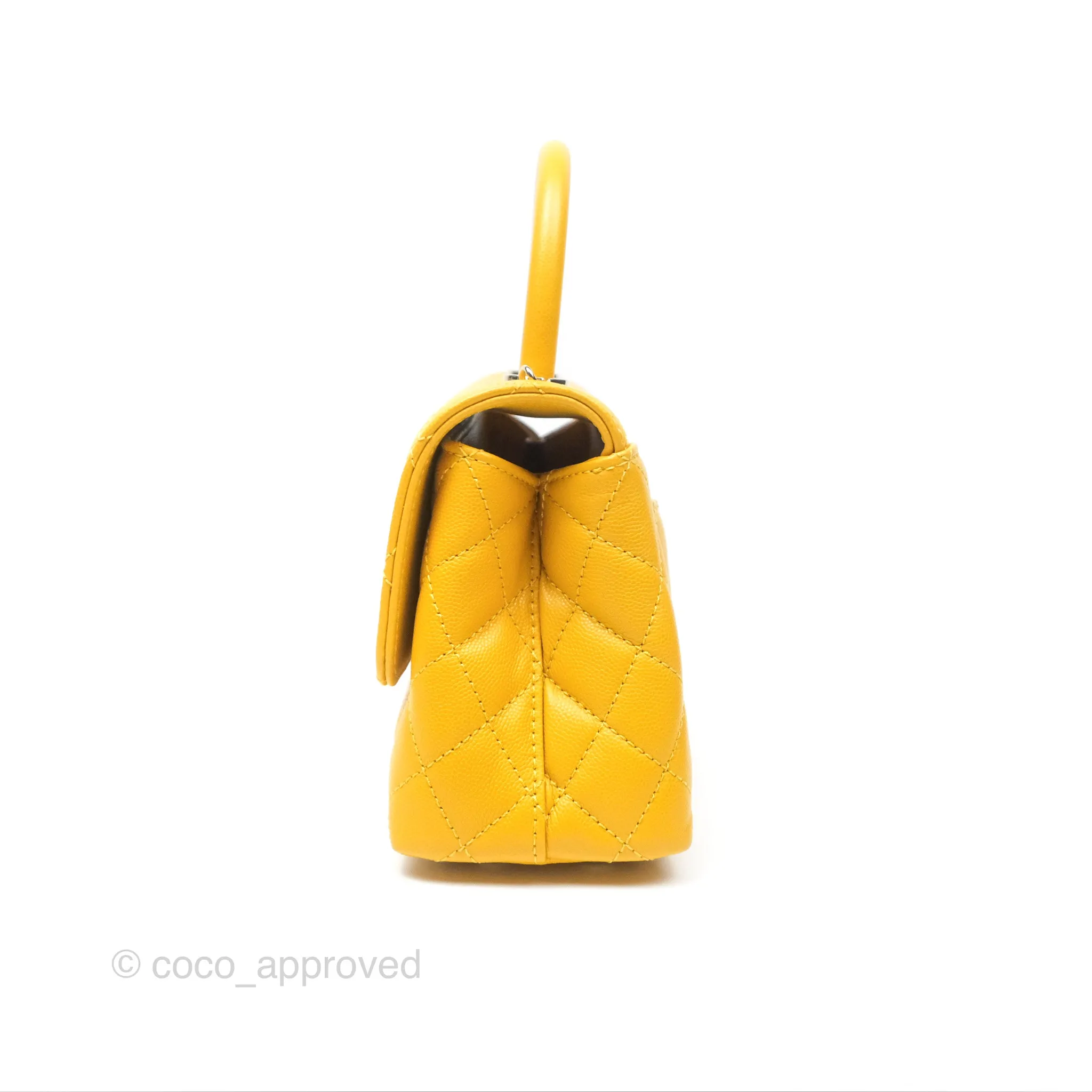 Chanel Small Coco Handle Mustard Yellow Caviar Gold Hardware
