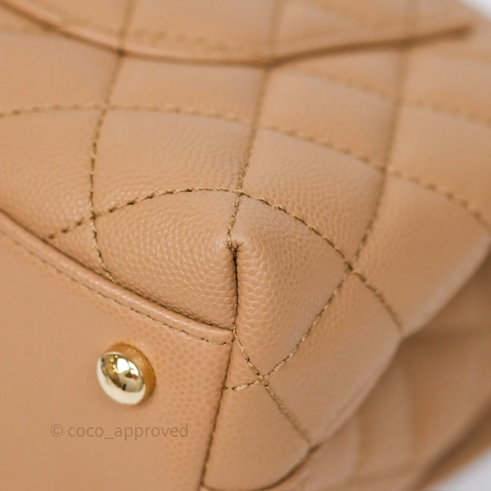 Chanel Small Coco Handle Quilted Beige Caviar Gold Hardware