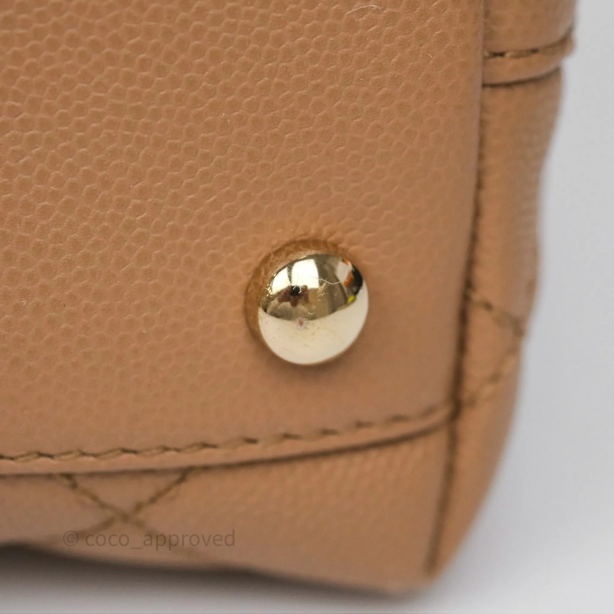 Chanel Small Coco Handle Quilted Beige Caviar Gold Hardware