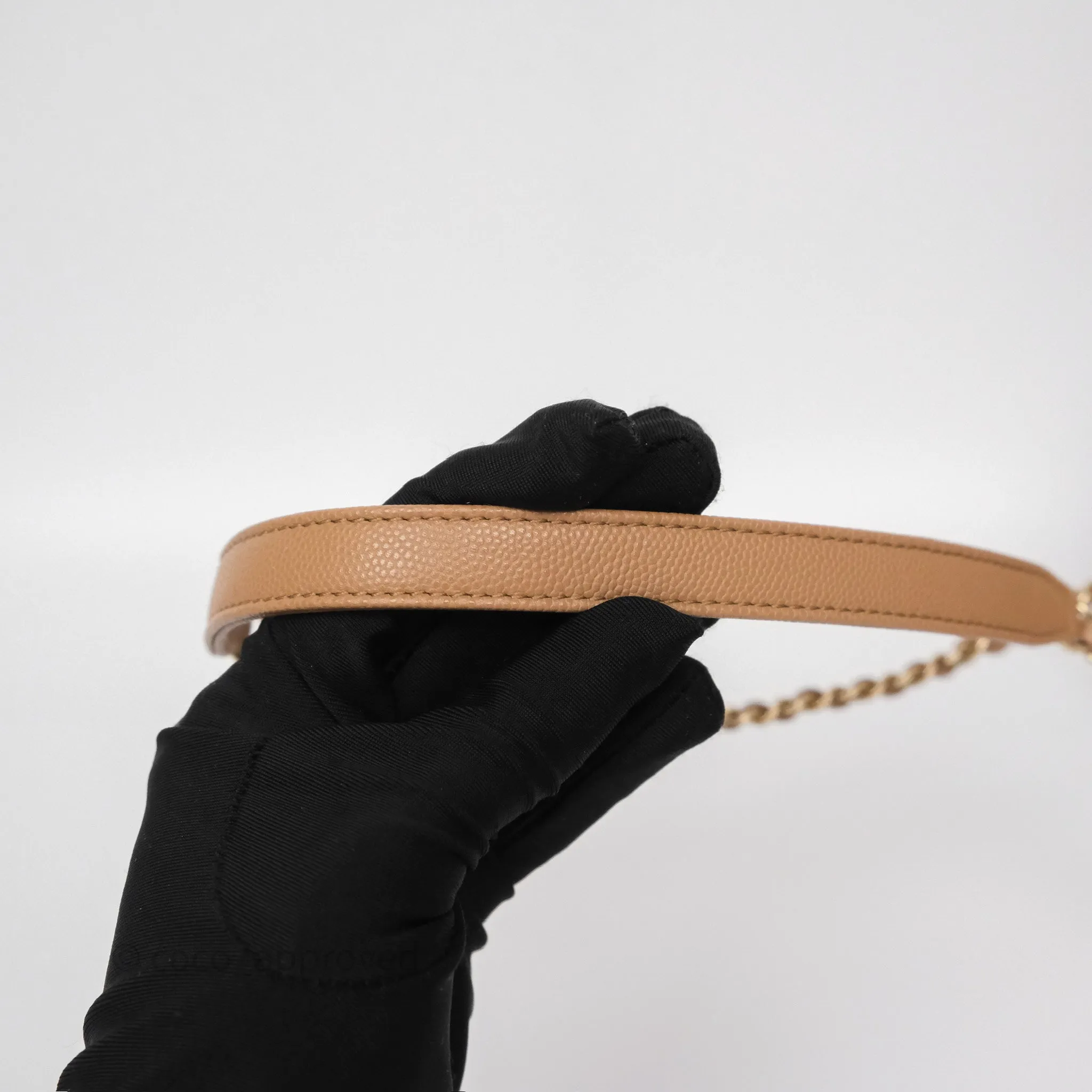 Chanel Small Coco Handle Quilted Beige Caviar Gold Hardware