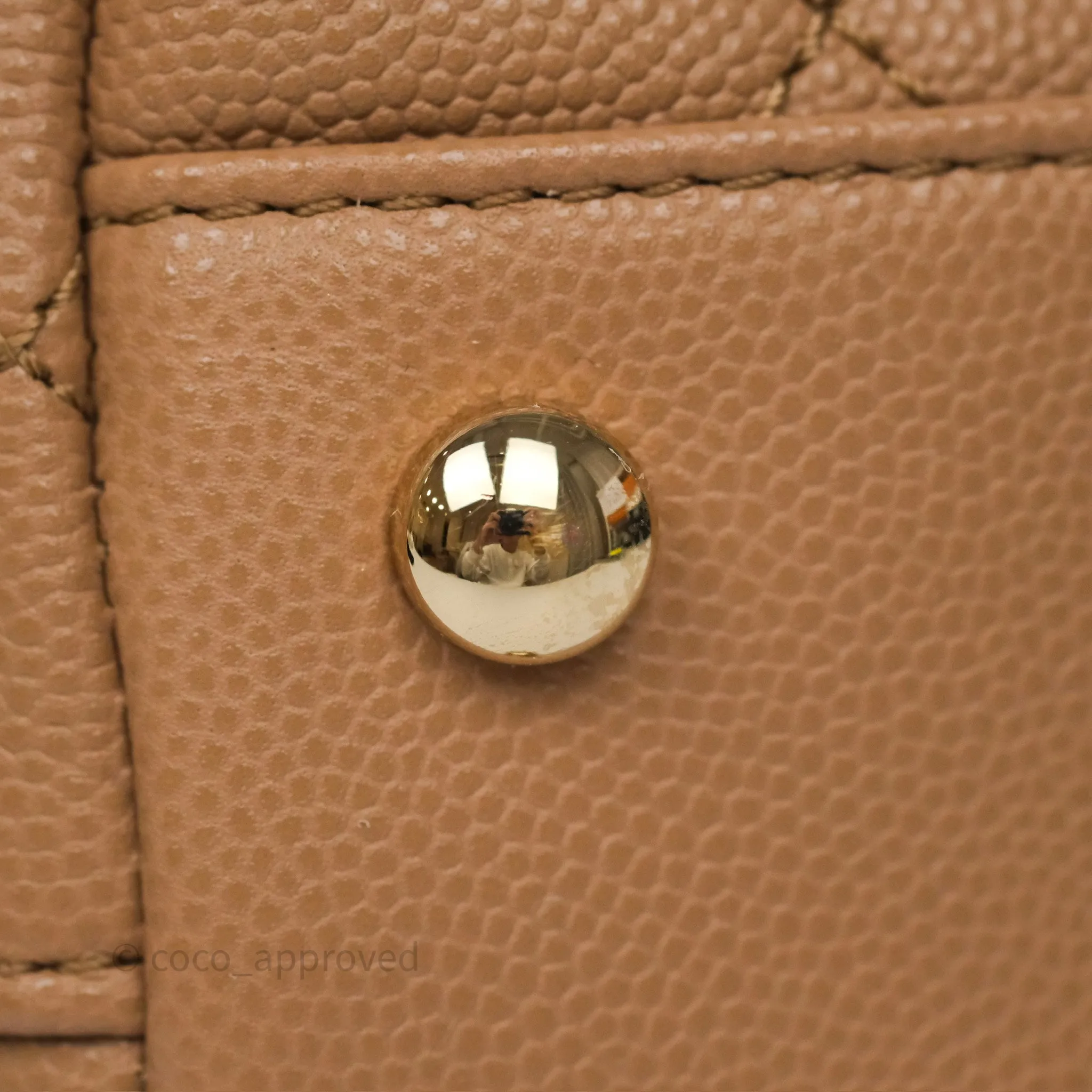 Chanel Small Coco Handle Quilted Beige Caviar Gold Hardware