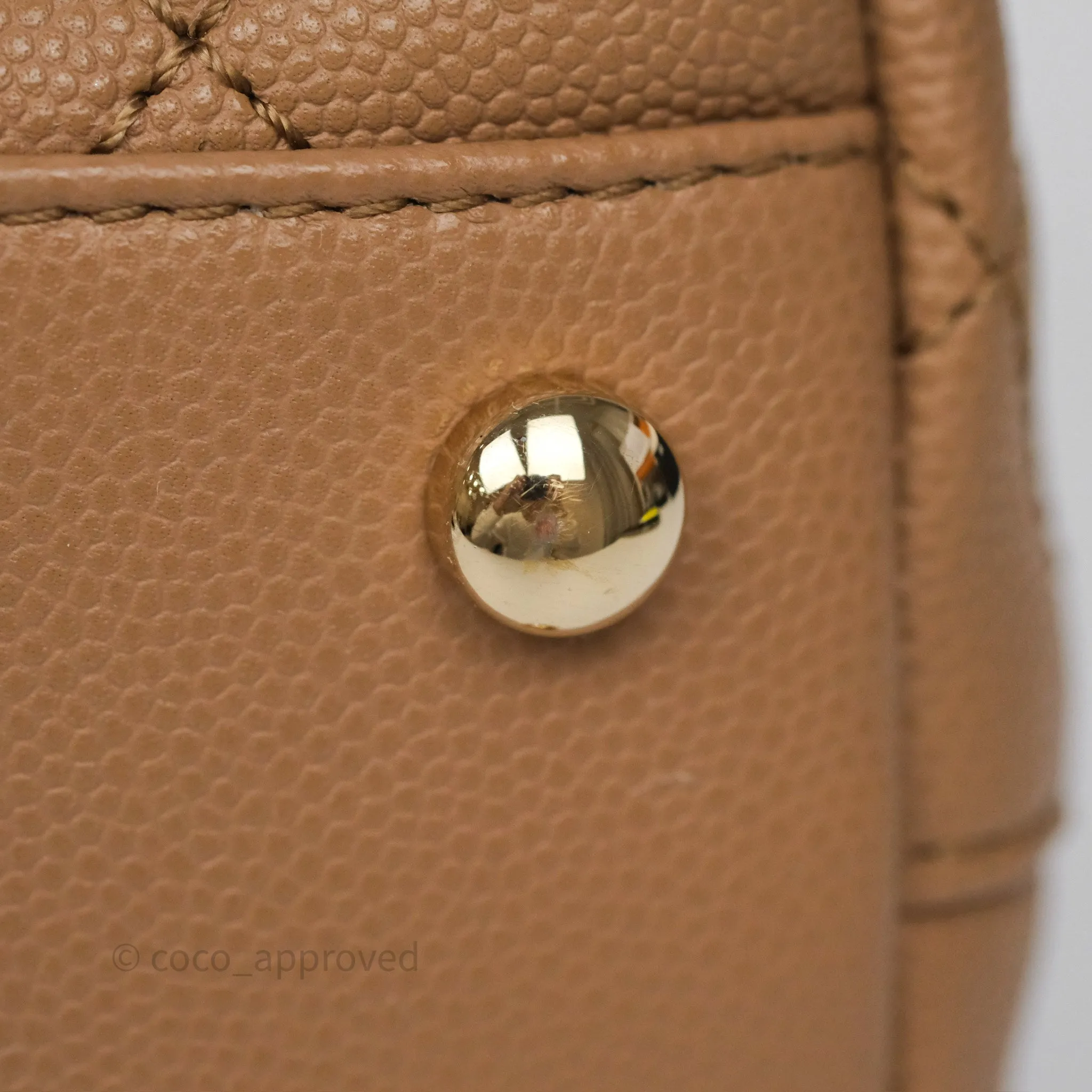 Chanel Small Coco Handle Quilted Beige Caviar Gold Hardware