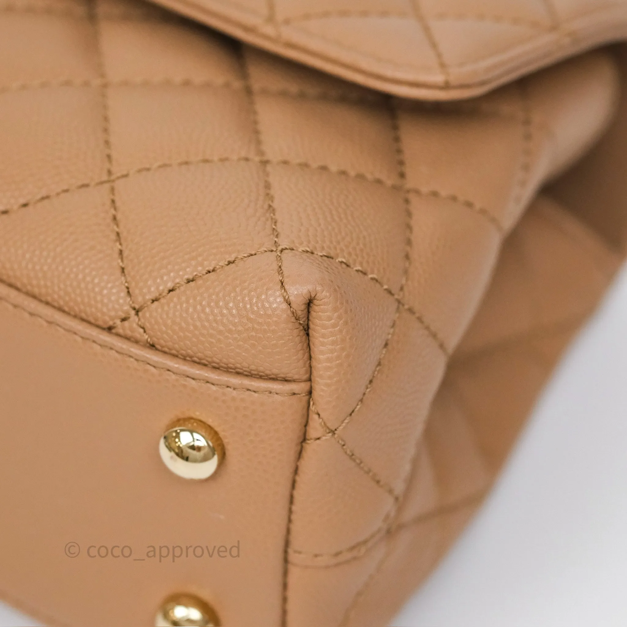Chanel Small Coco Handle Quilted Beige Caviar Gold Hardware