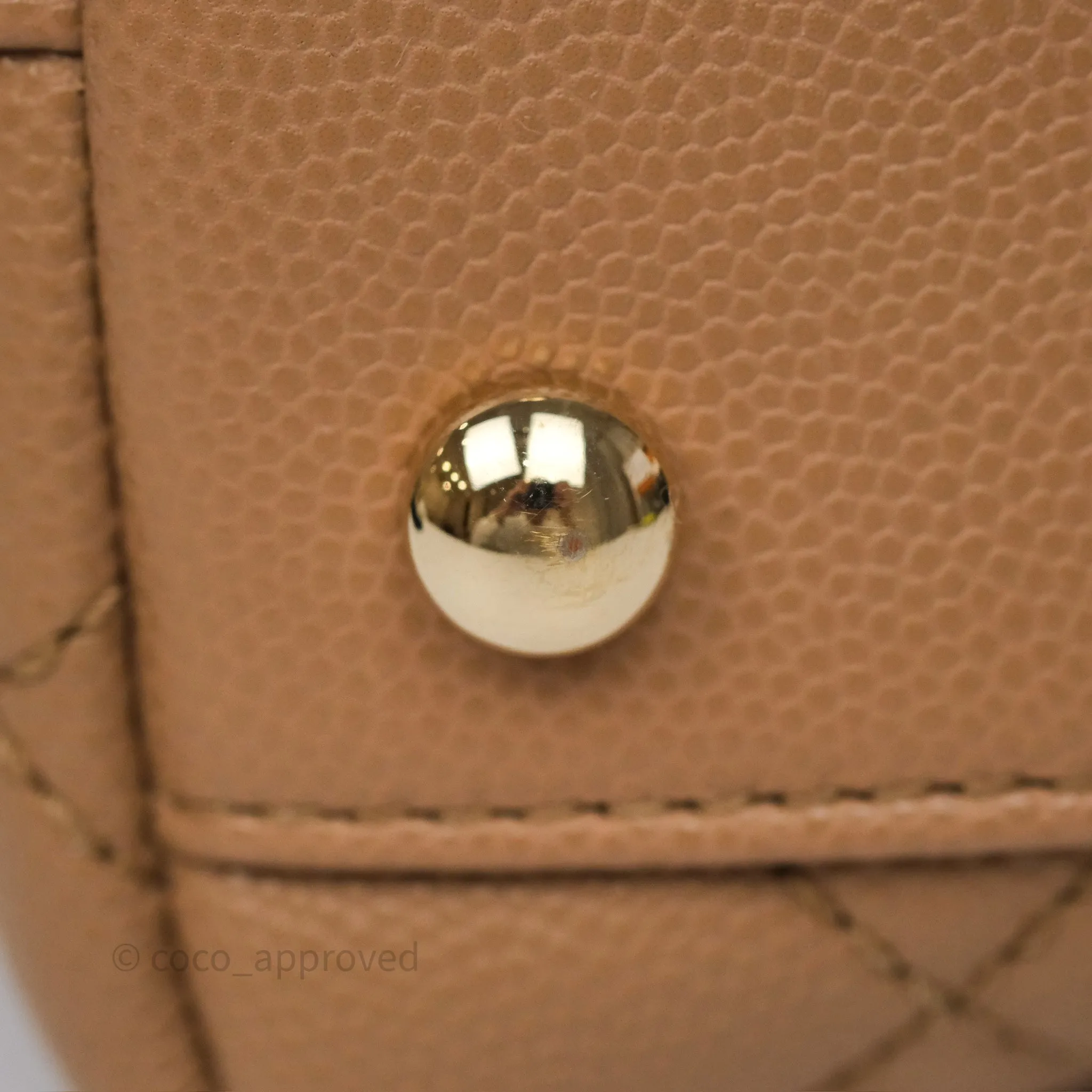 Chanel Small Coco Handle Quilted Beige Caviar Gold Hardware
