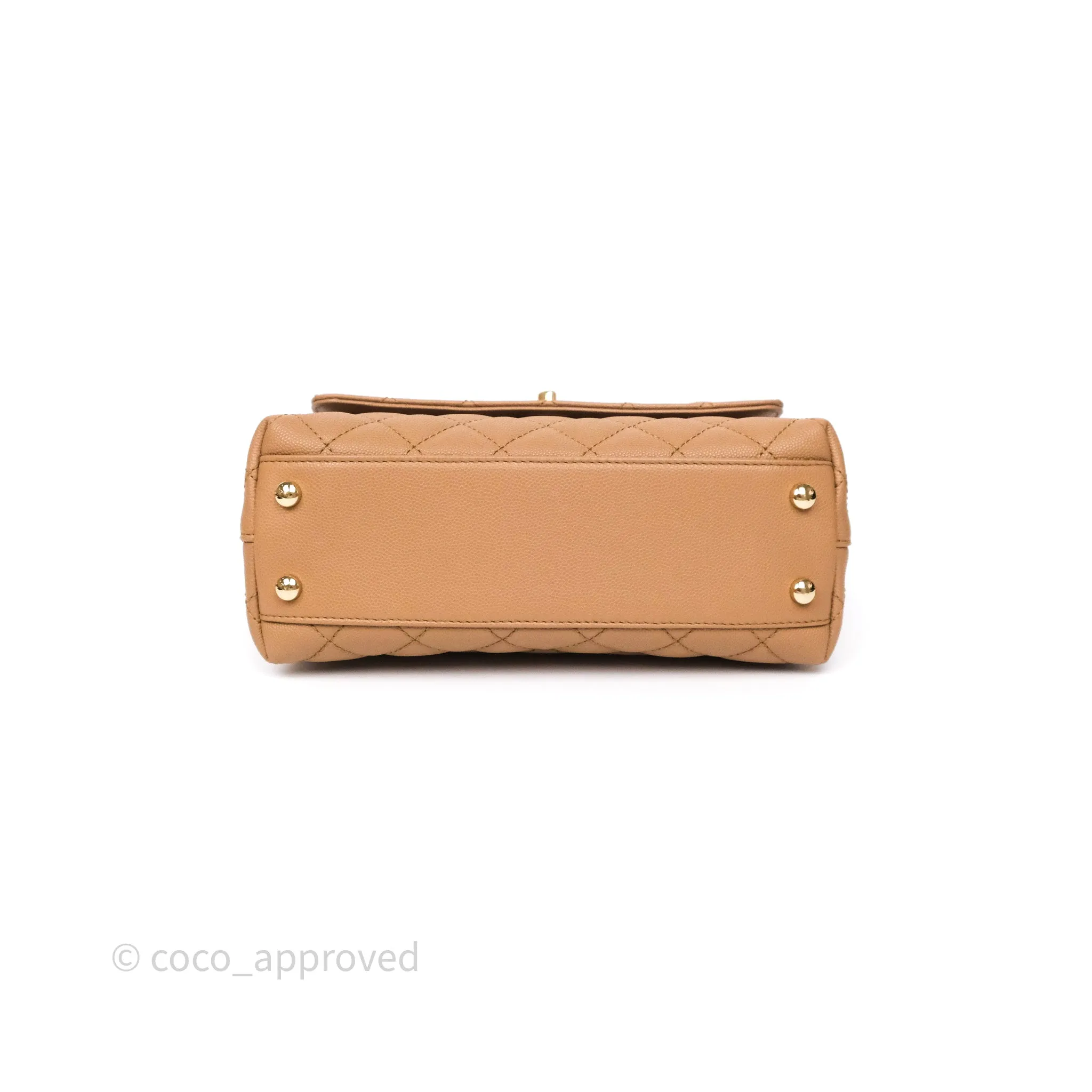 Chanel Small Coco Handle Quilted Beige Caviar Gold Hardware