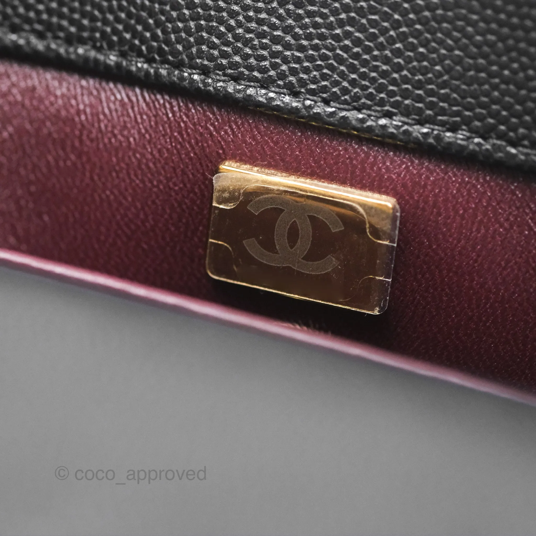 Chanel Small Coco Handle Quilted Black Caviar Gold Hardware Embossed Lizard Handle