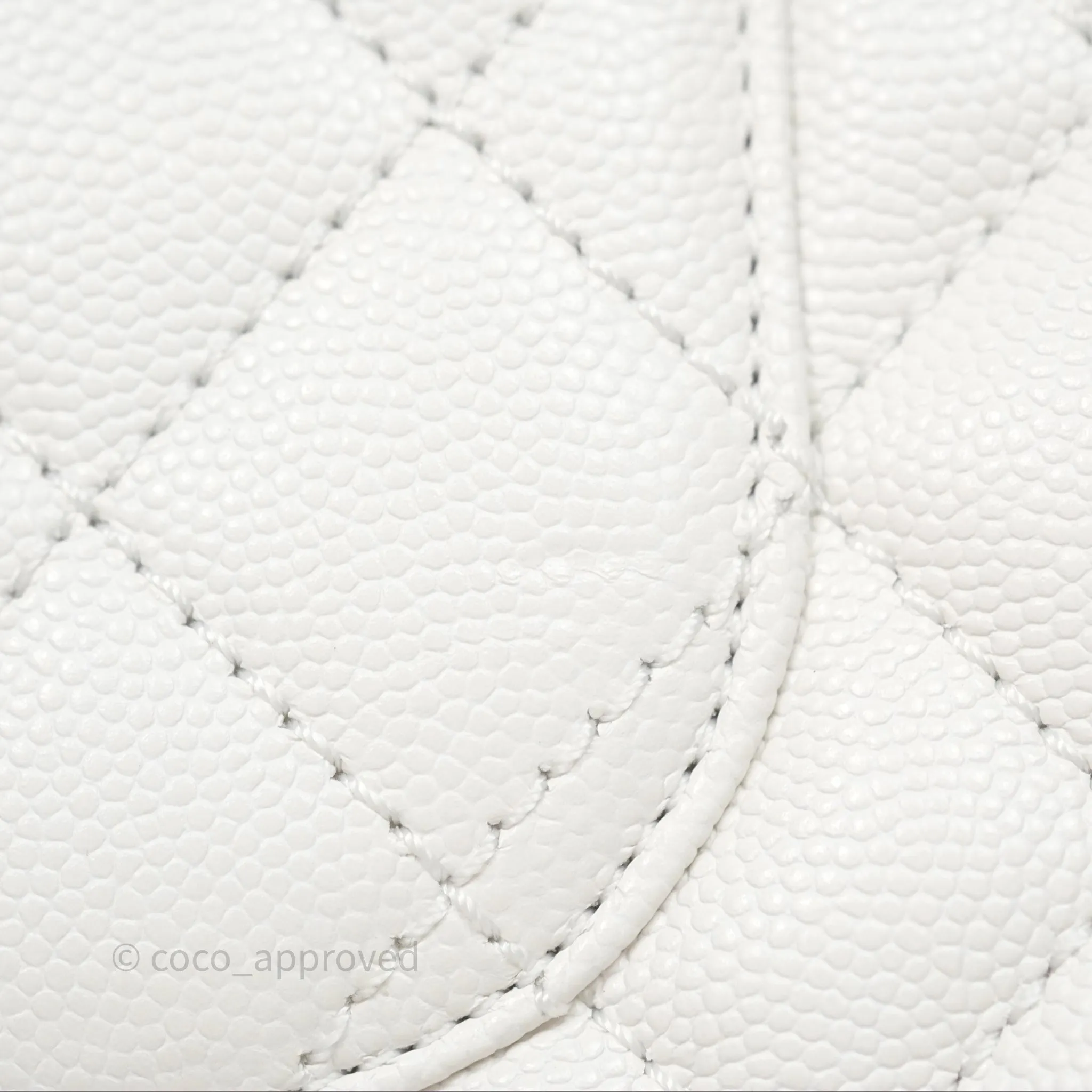 Chanel Small Coco Handle Quilted White Caviar Gold Hardware