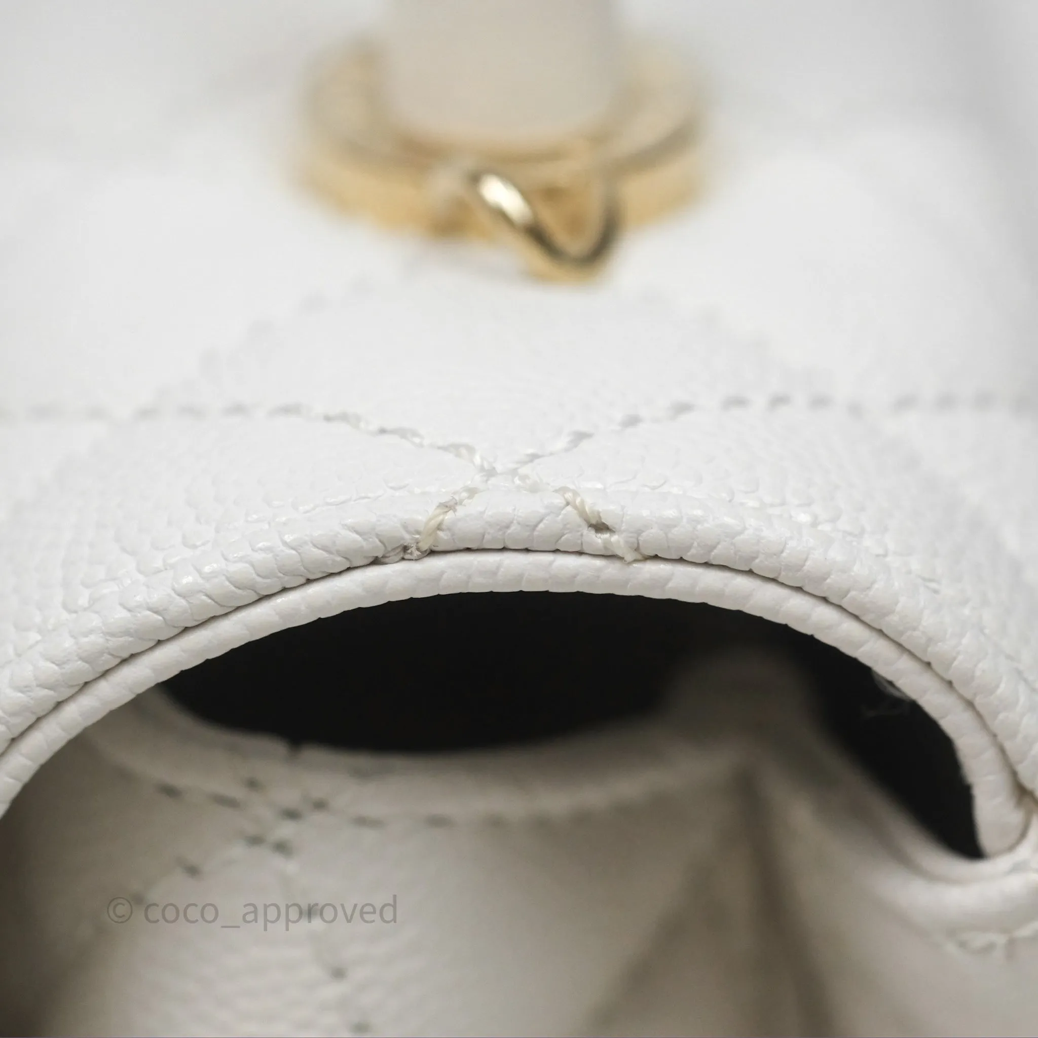 Chanel Small Coco Handle Quilted White Caviar Gold Hardware