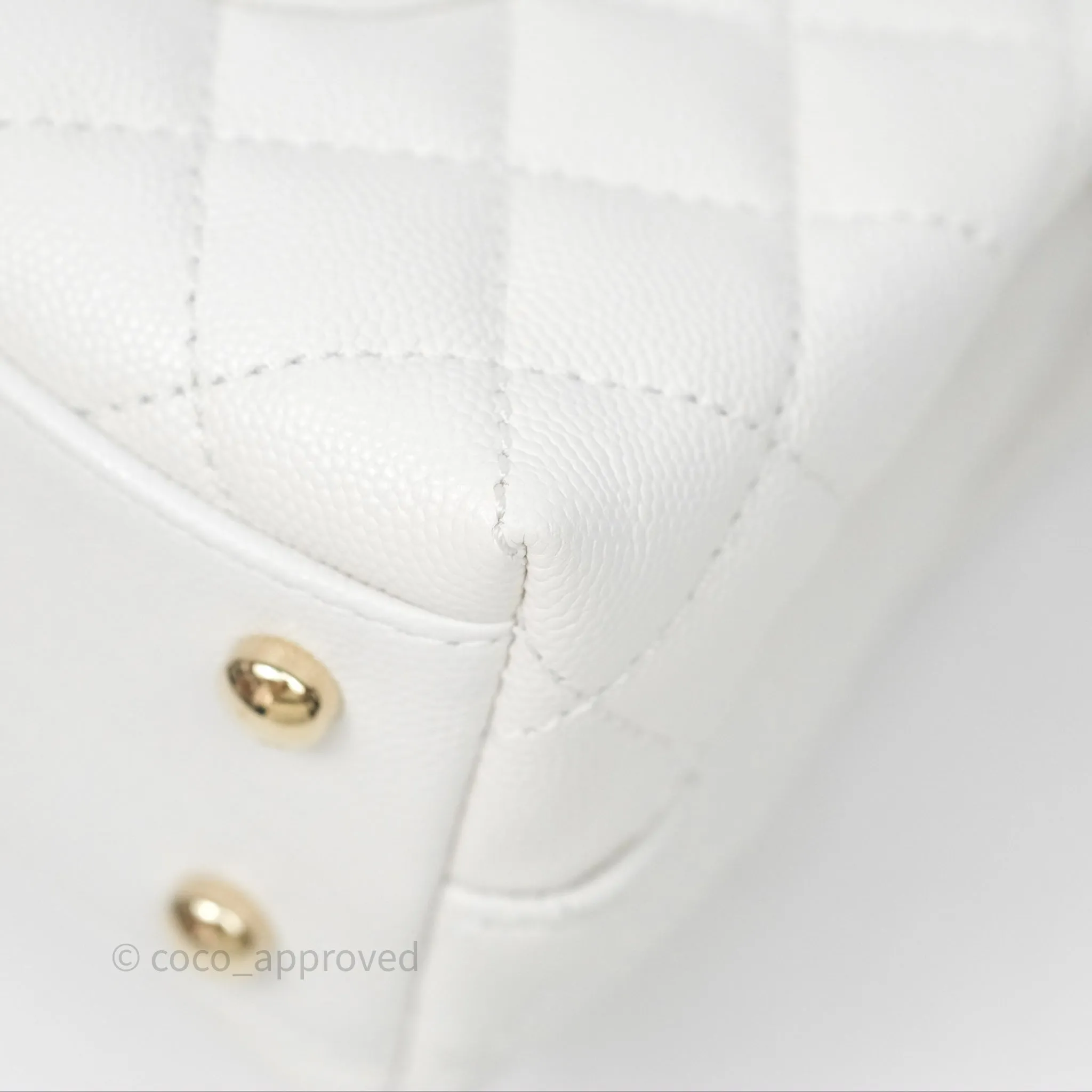 Chanel Small Coco Handle Quilted White Caviar Gold Hardware