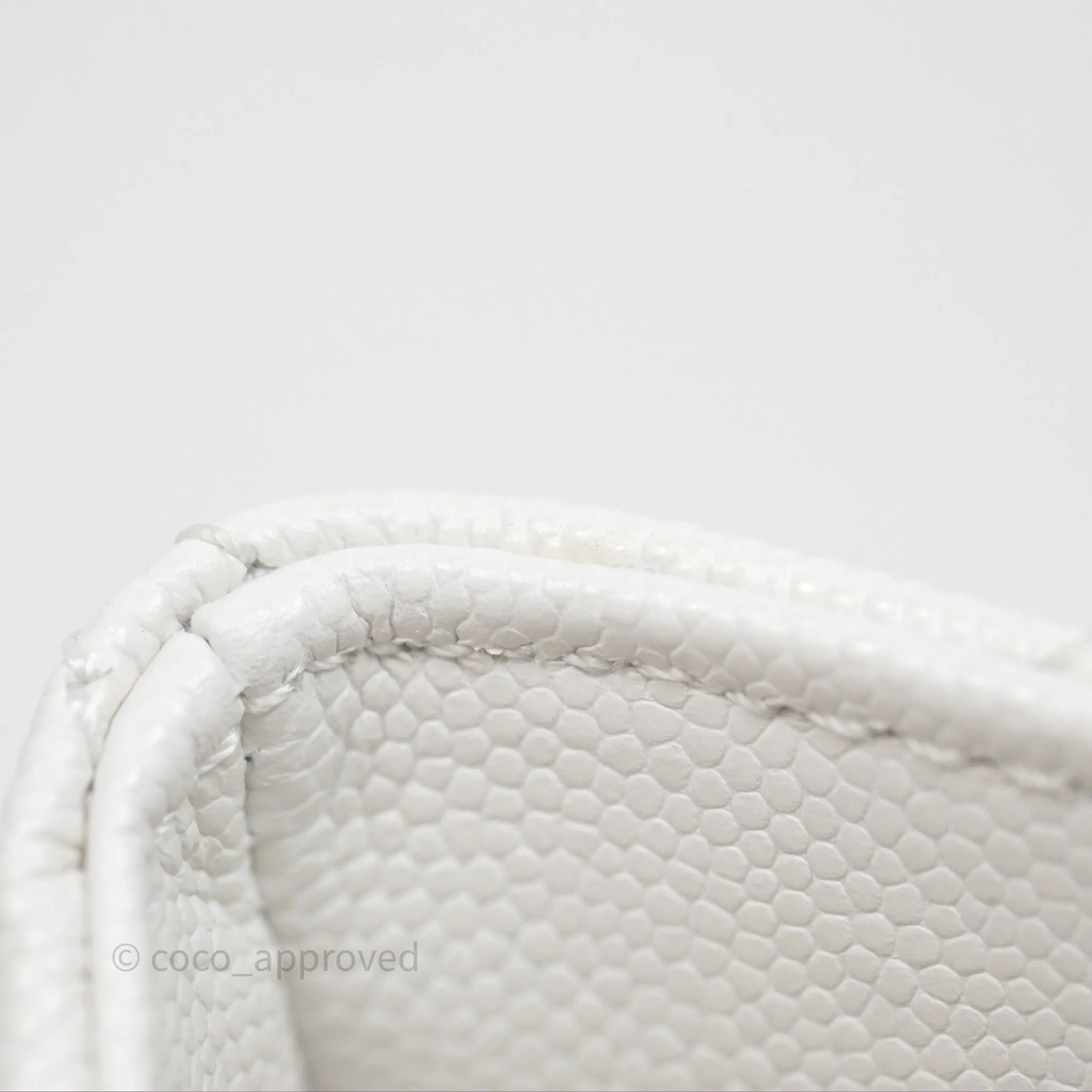 Chanel Small Coco Handle Quilted White Caviar Gold Hardware