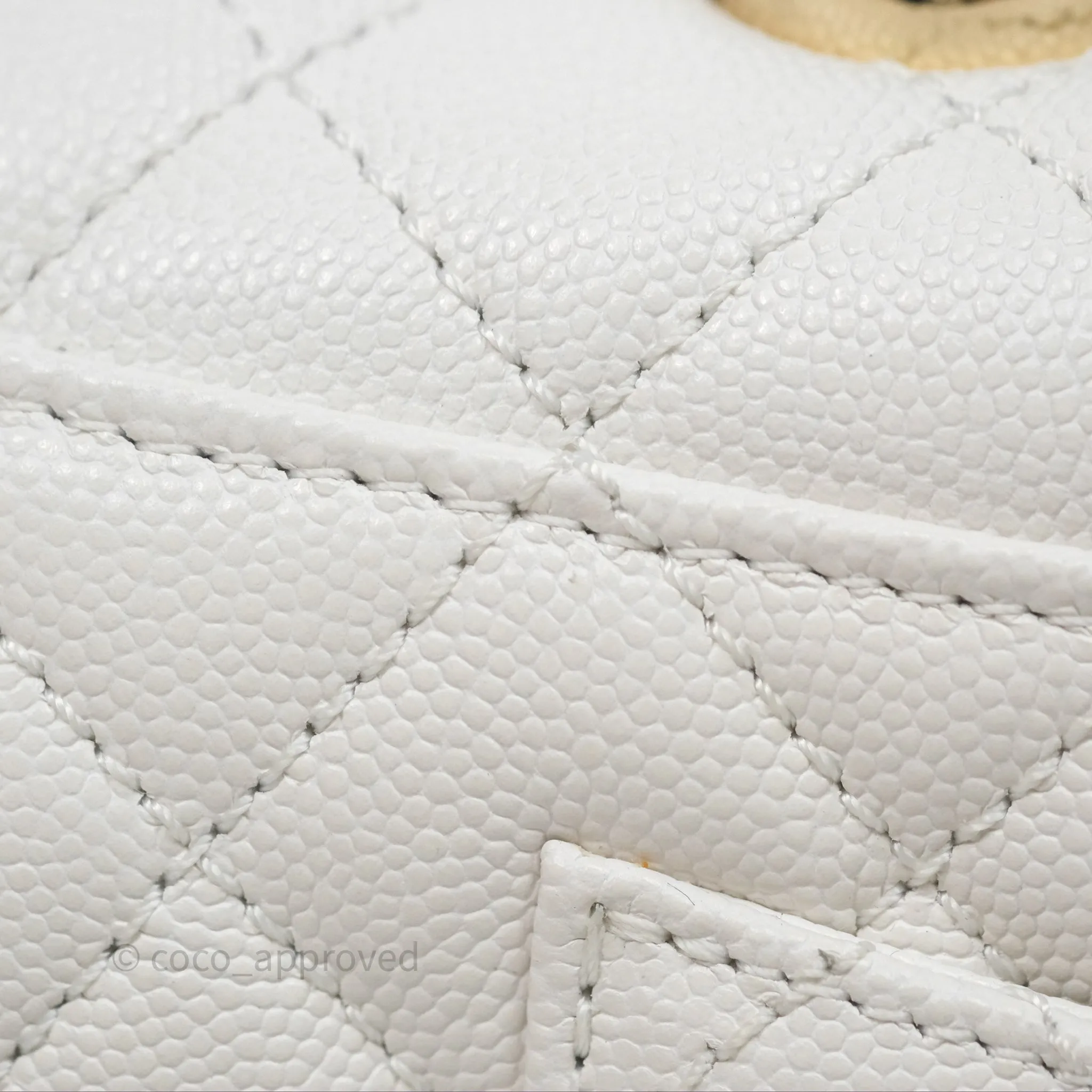 Chanel Small Coco Handle Quilted White Caviar Gold Hardware