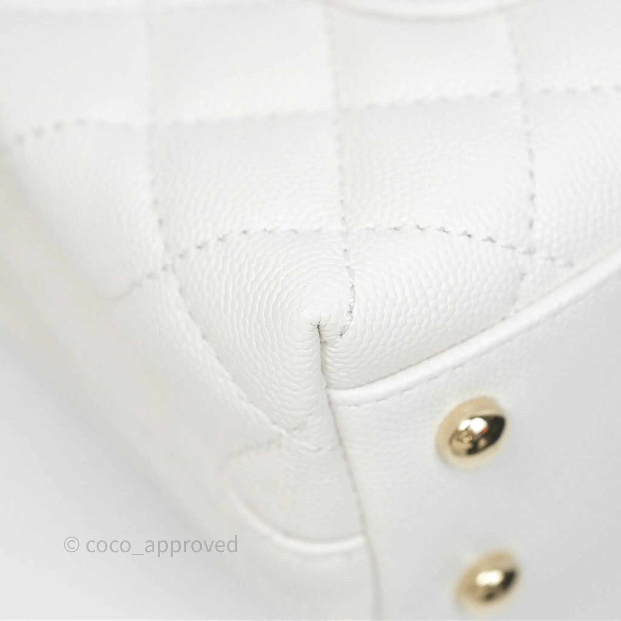 Chanel Small Coco Handle Quilted White Caviar Gold Hardware