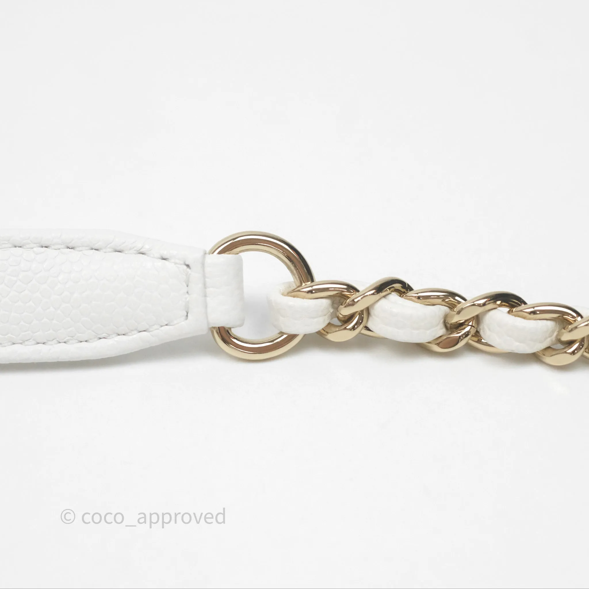 Chanel Small Coco Handle Quilted White Caviar Gold Hardware