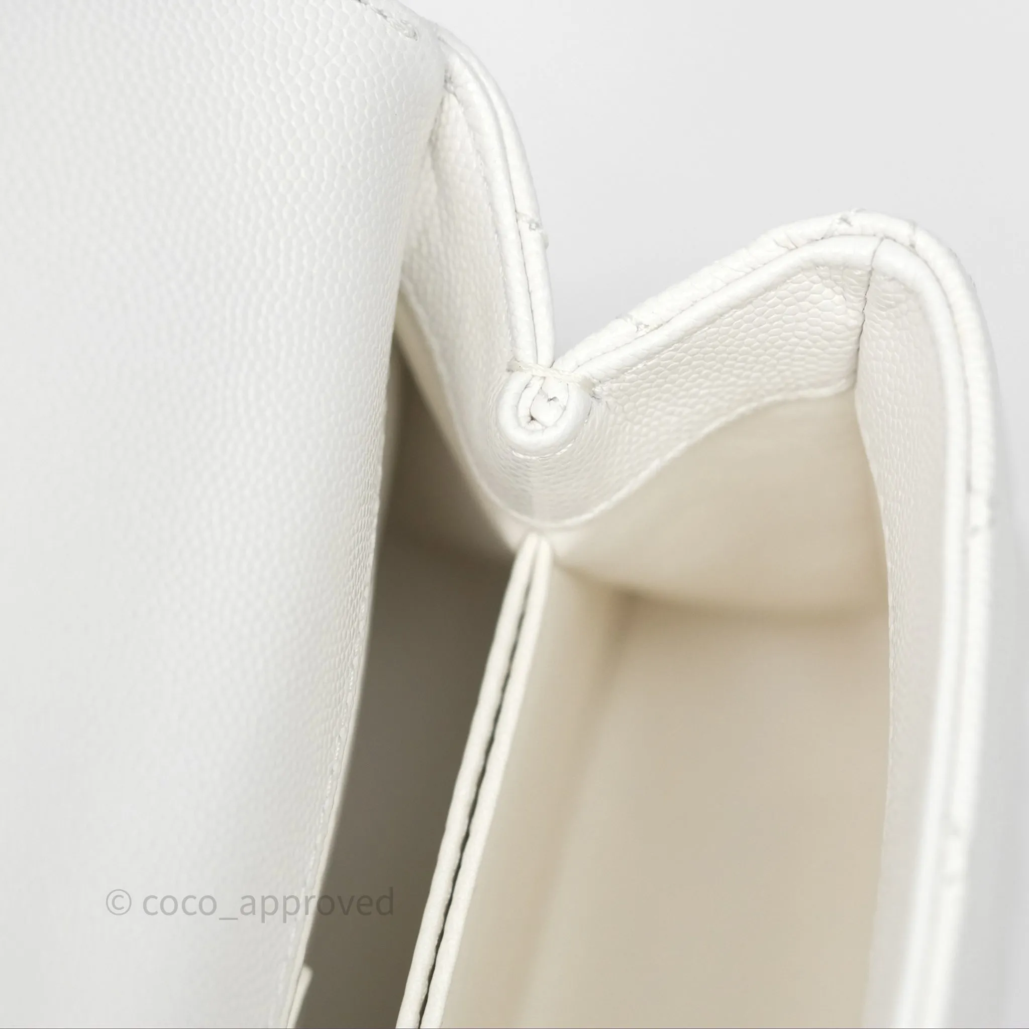 Chanel Small Coco Handle Quilted White Caviar Gold Hardware