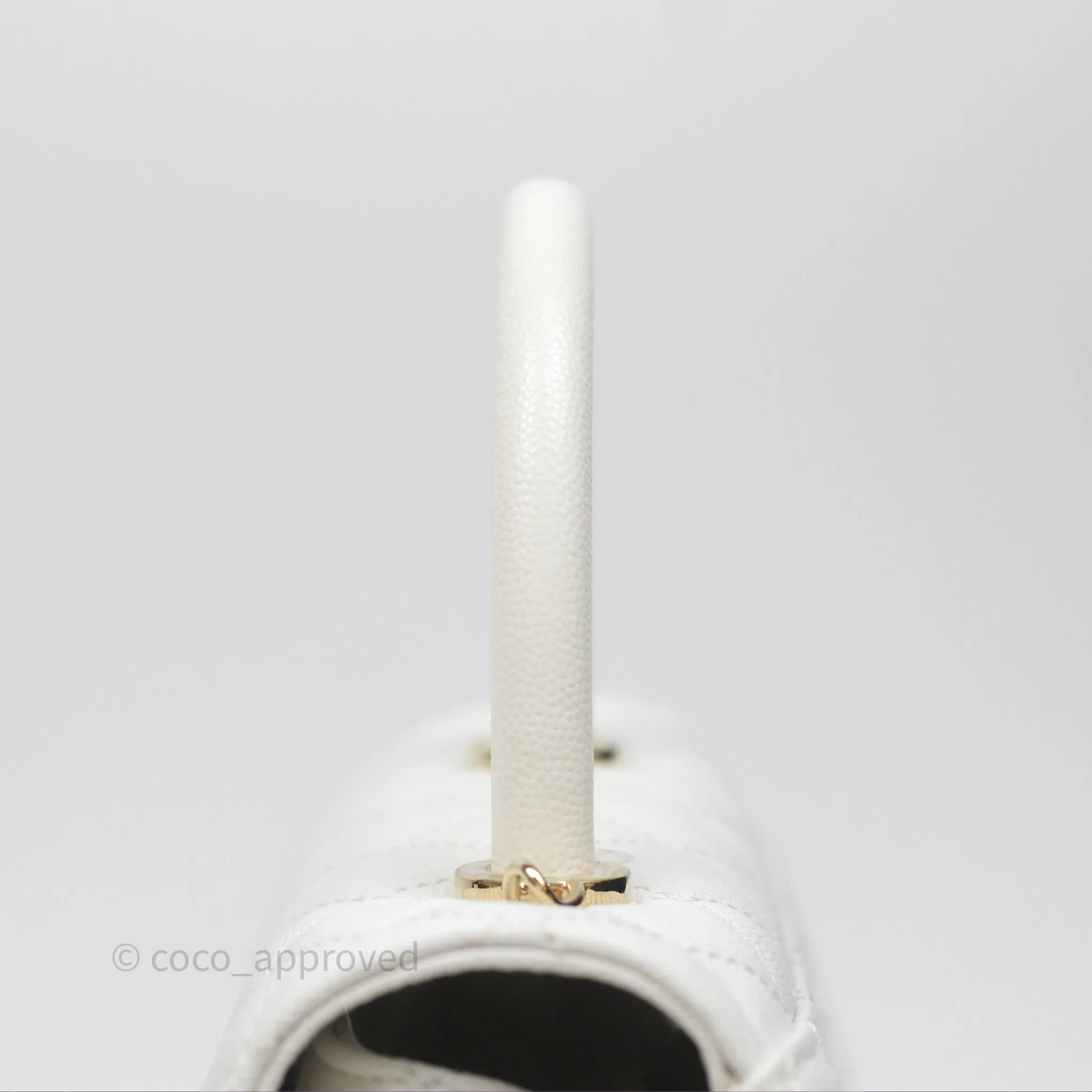 Chanel Small Coco Handle Quilted White Caviar Gold Hardware