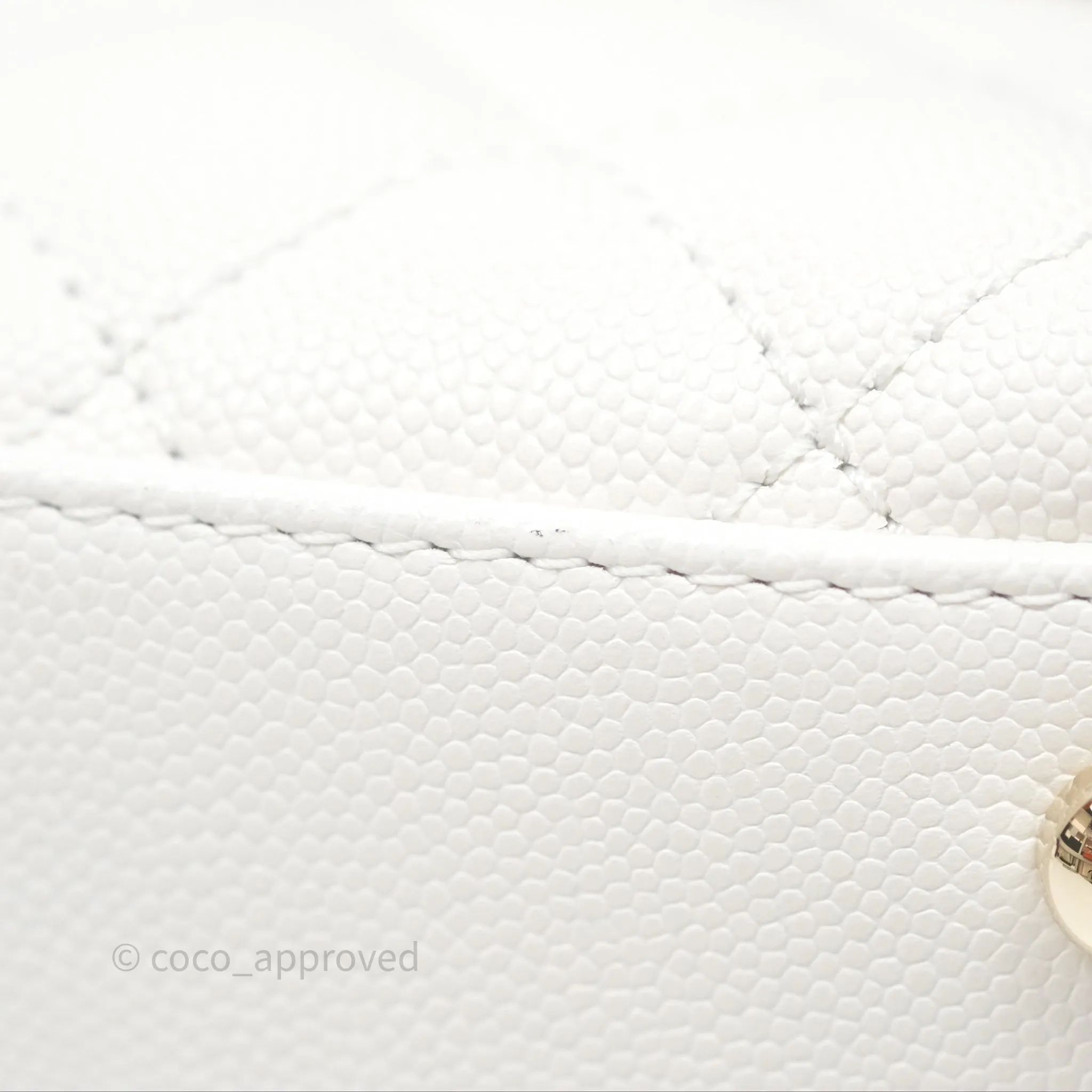 Chanel Small Coco Handle Quilted White Caviar Gold Hardware