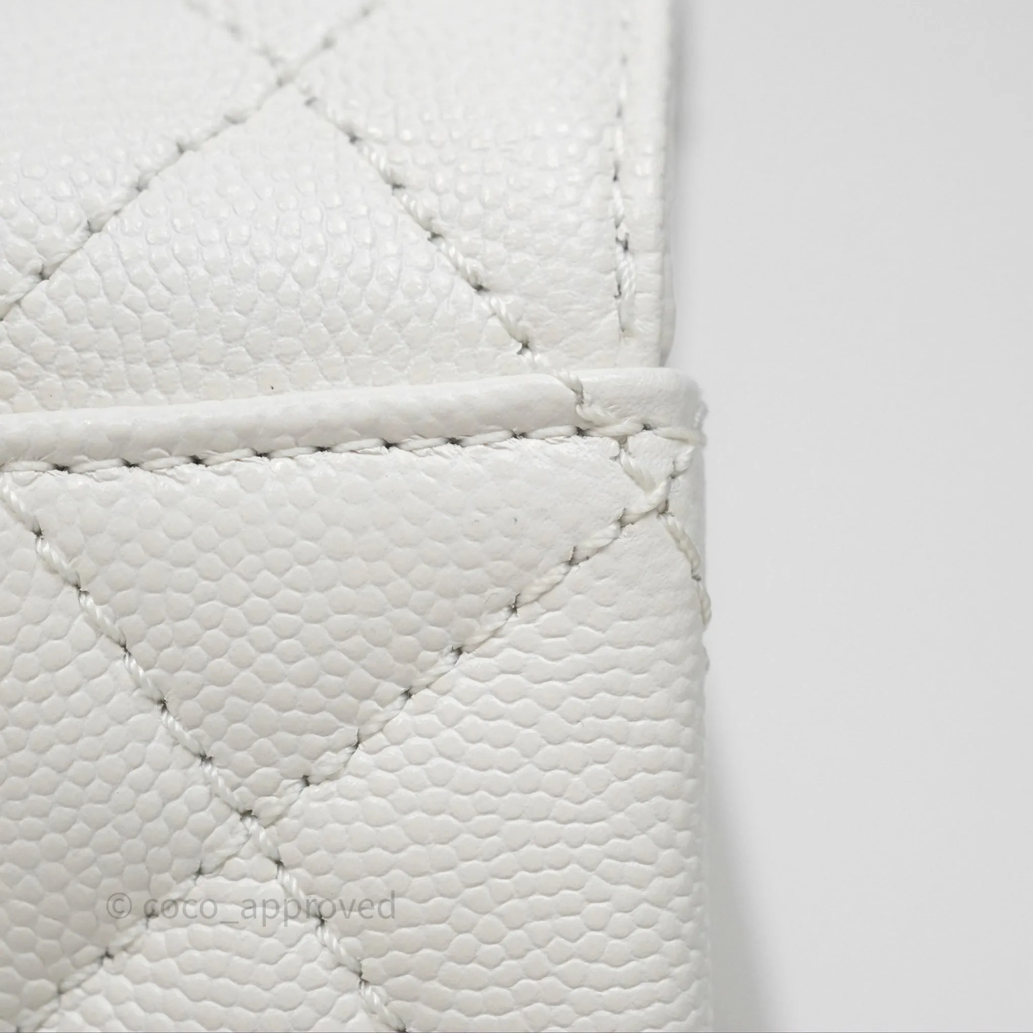 Chanel Small Coco Handle Quilted White Caviar Gold Hardware