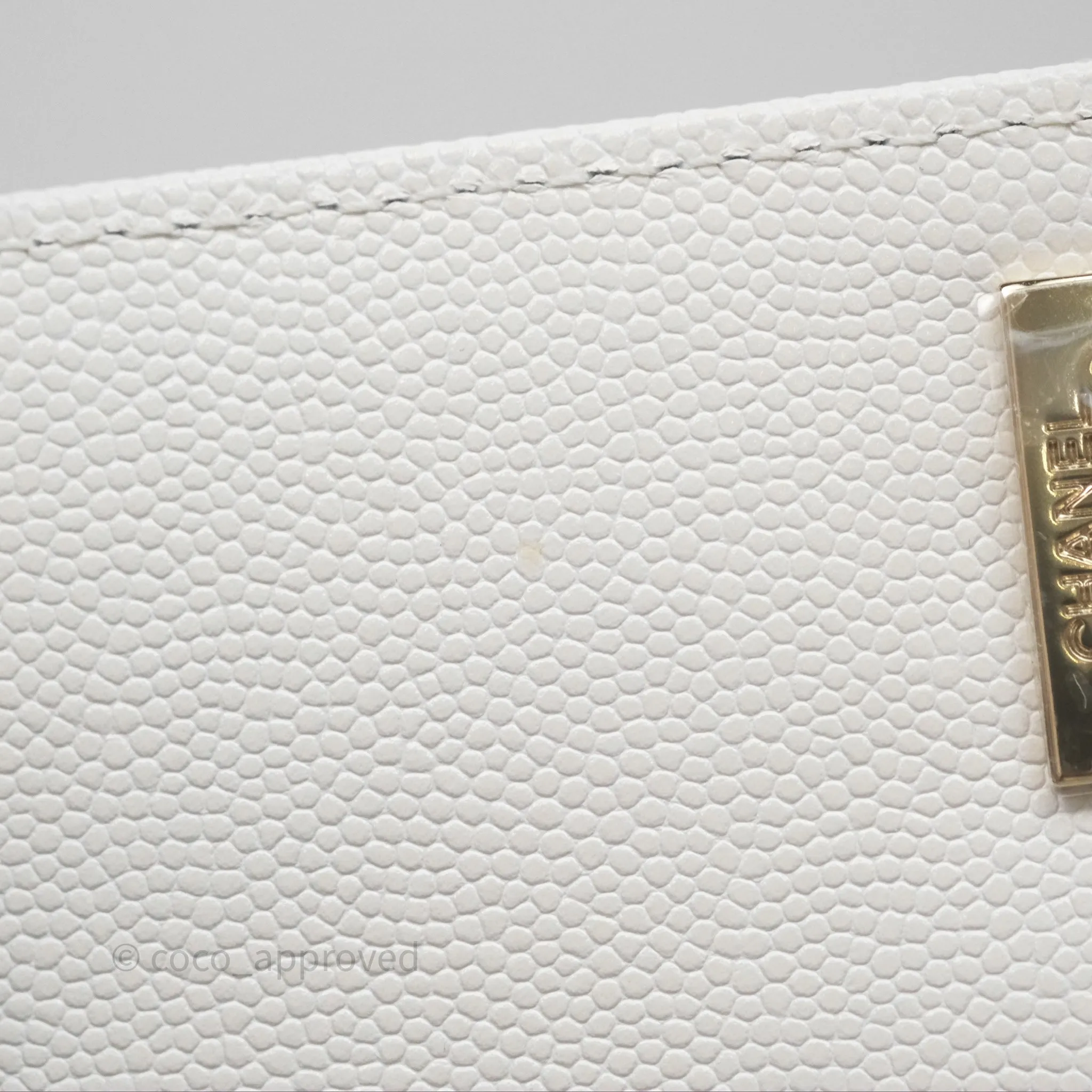 Chanel Small Coco Handle Quilted White Caviar Gold Hardware