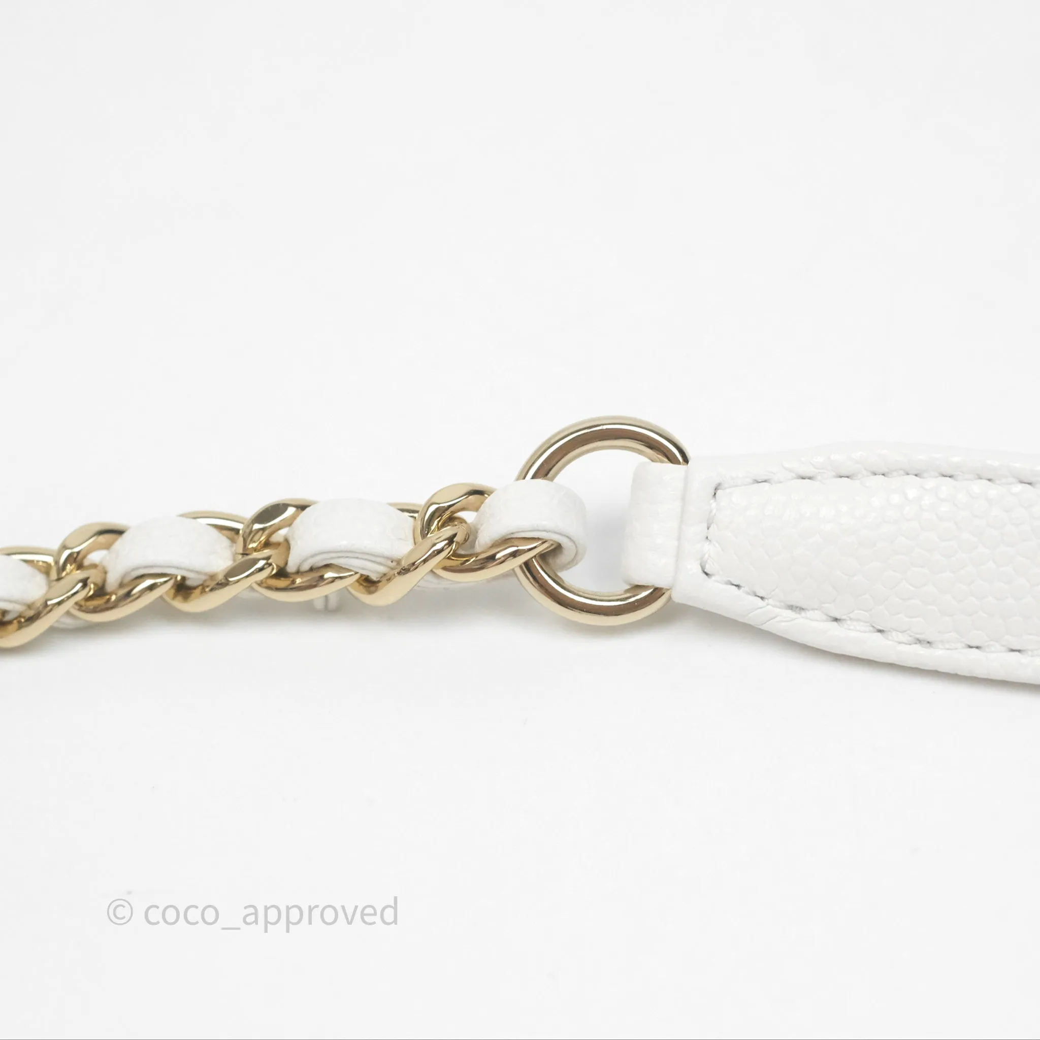 Chanel Small Coco Handle Quilted White Caviar Gold Hardware