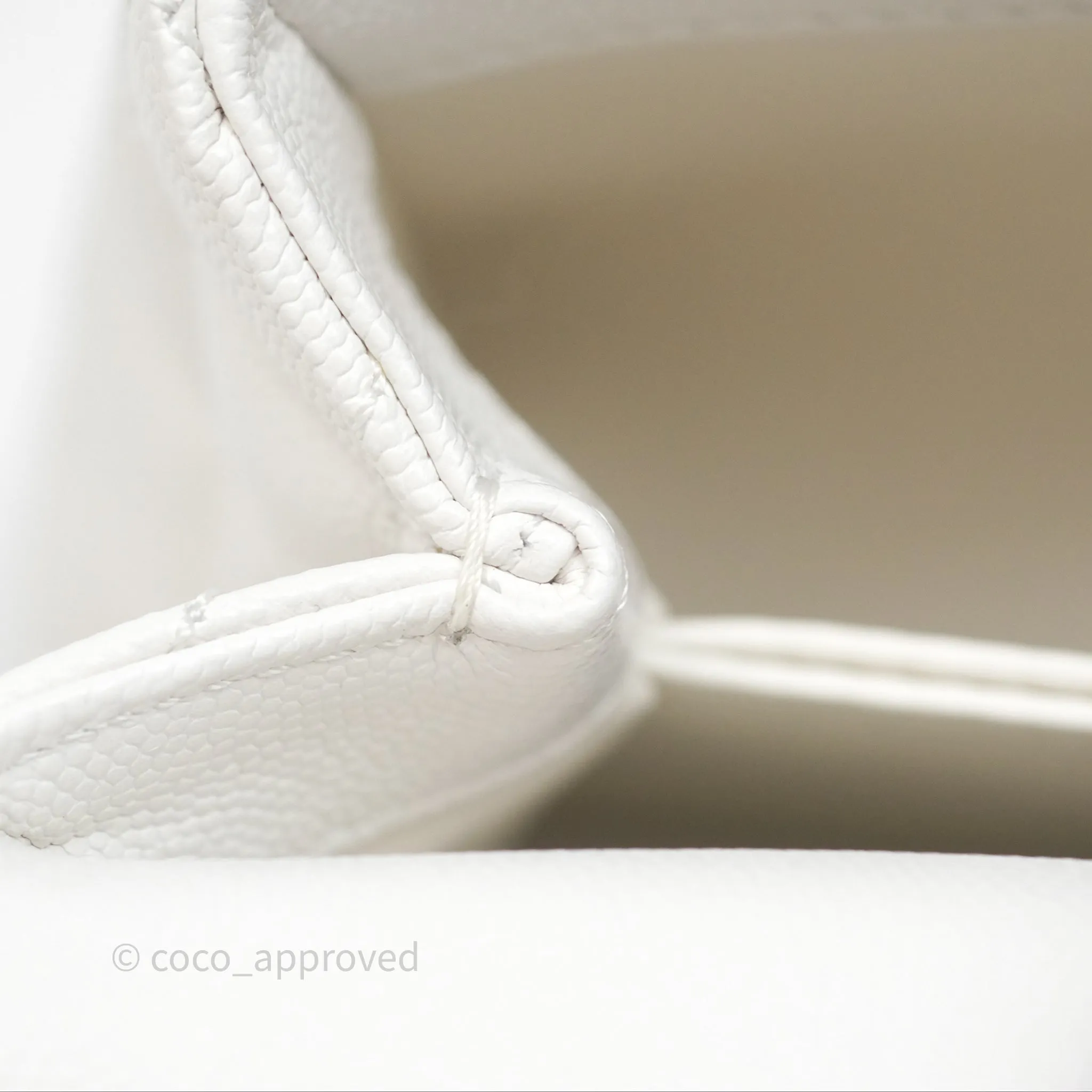 Chanel Small Coco Handle Quilted White Caviar Gold Hardware