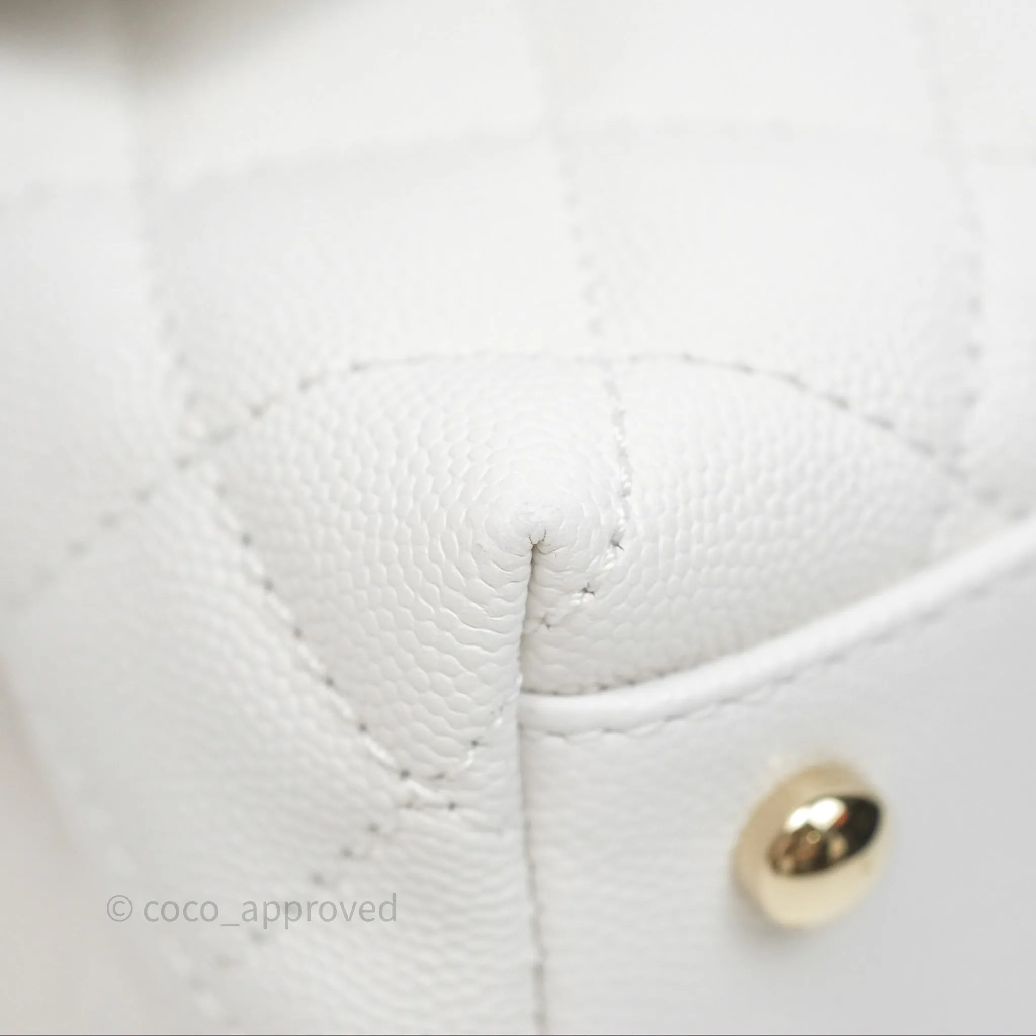 Chanel Small Coco Handle Quilted White Caviar Gold Hardware