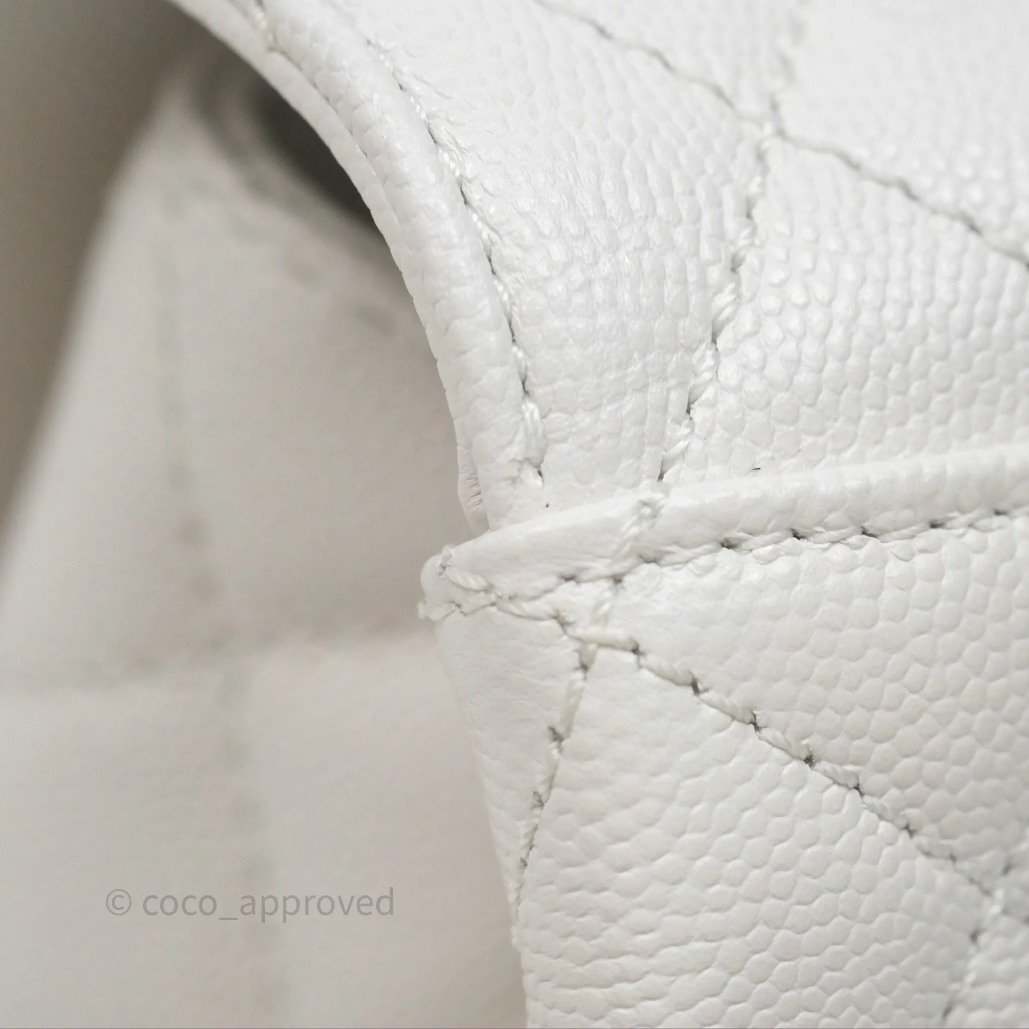 Chanel Small Coco Handle Quilted White Caviar Gold Hardware