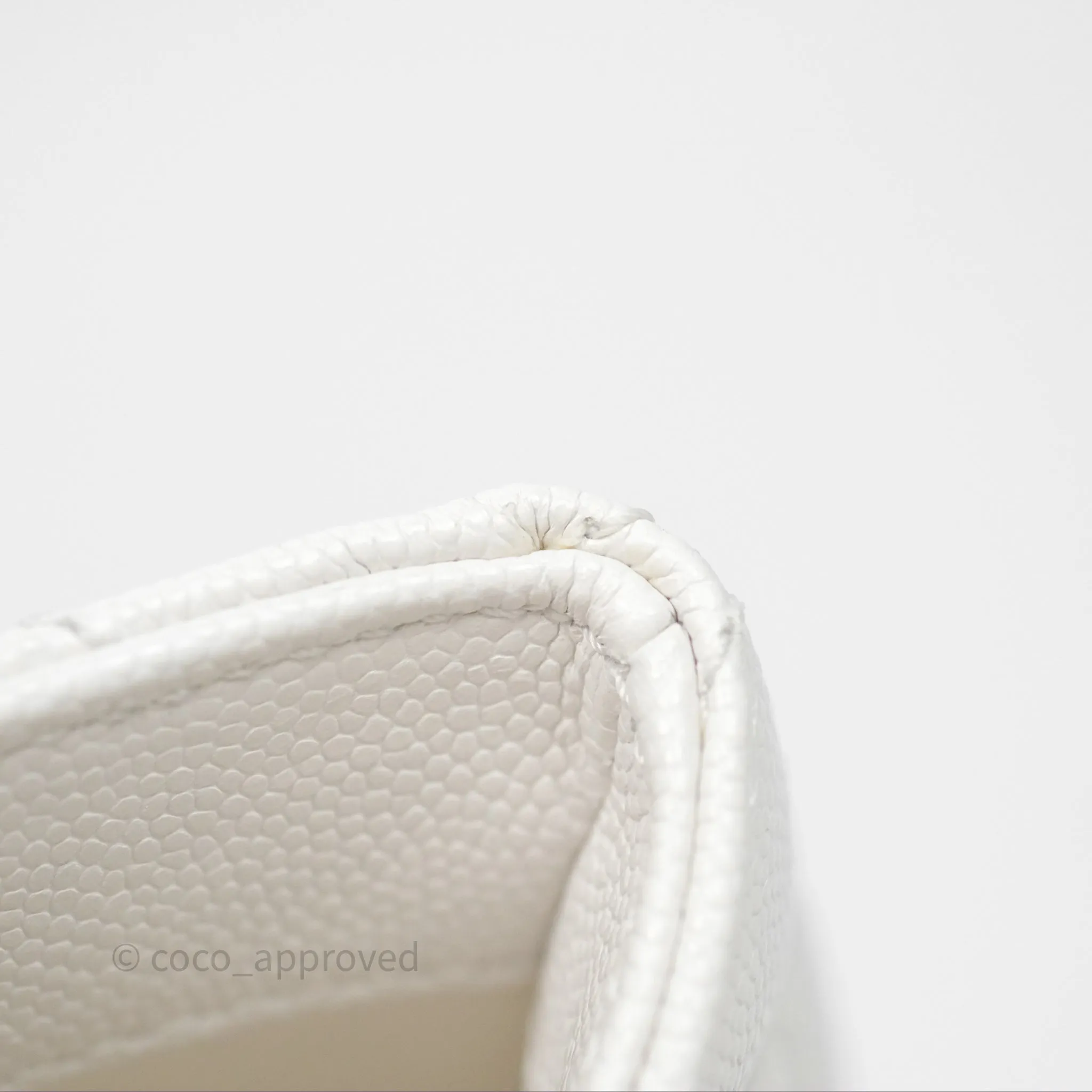 Chanel Small Coco Handle Quilted White Caviar Gold Hardware