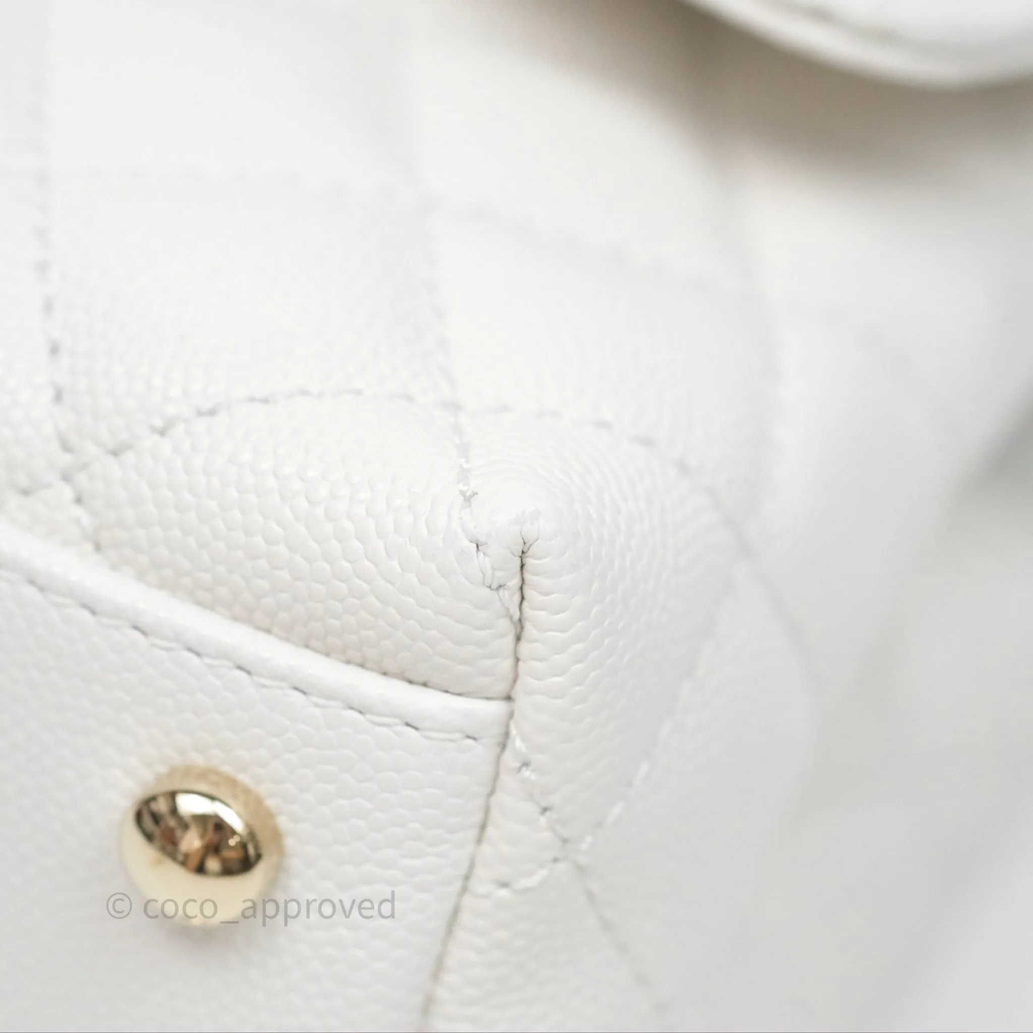 Chanel Small Coco Handle Quilted White Caviar Gold Hardware