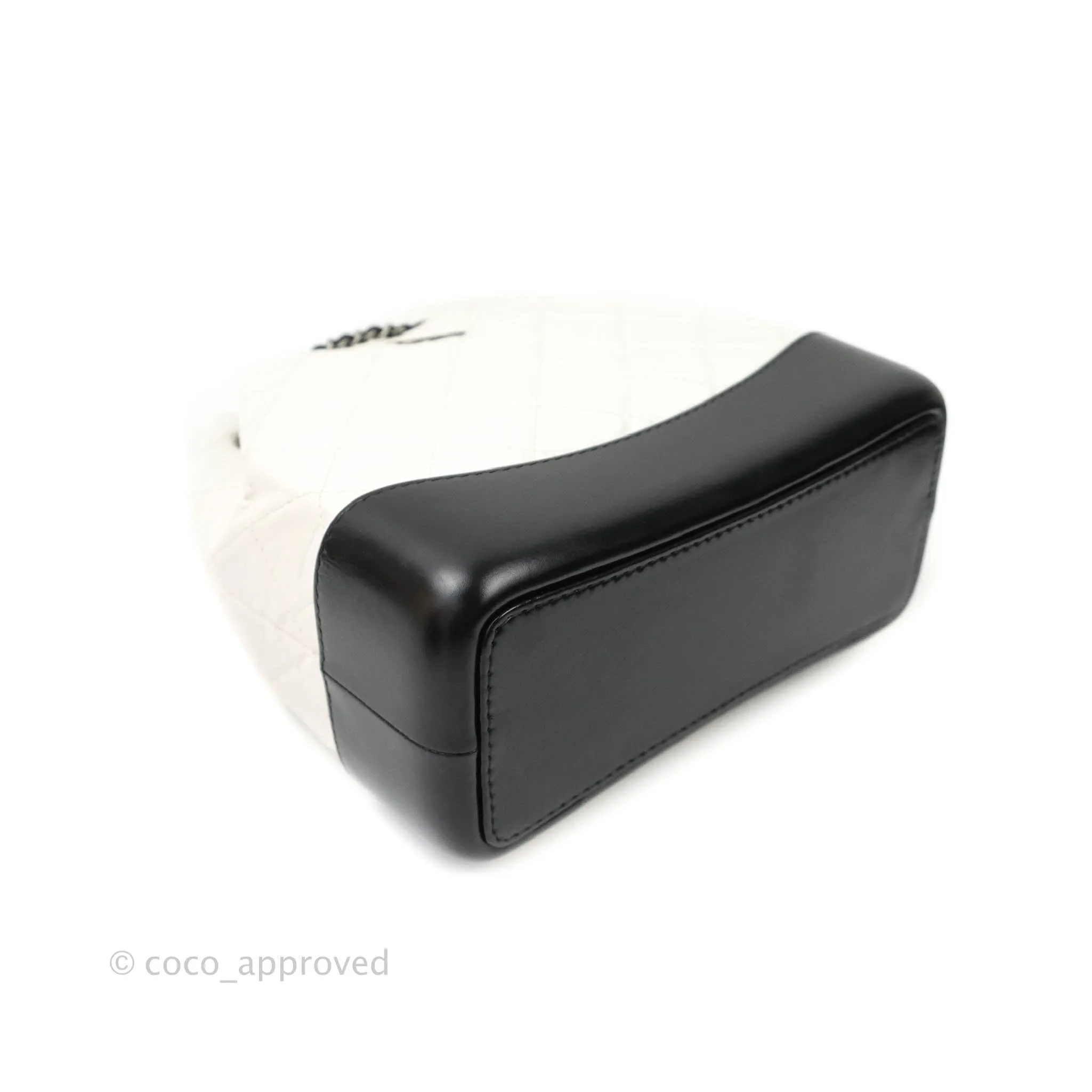Chanel Small Gabrielle Backpack White Black Aged Calfskin