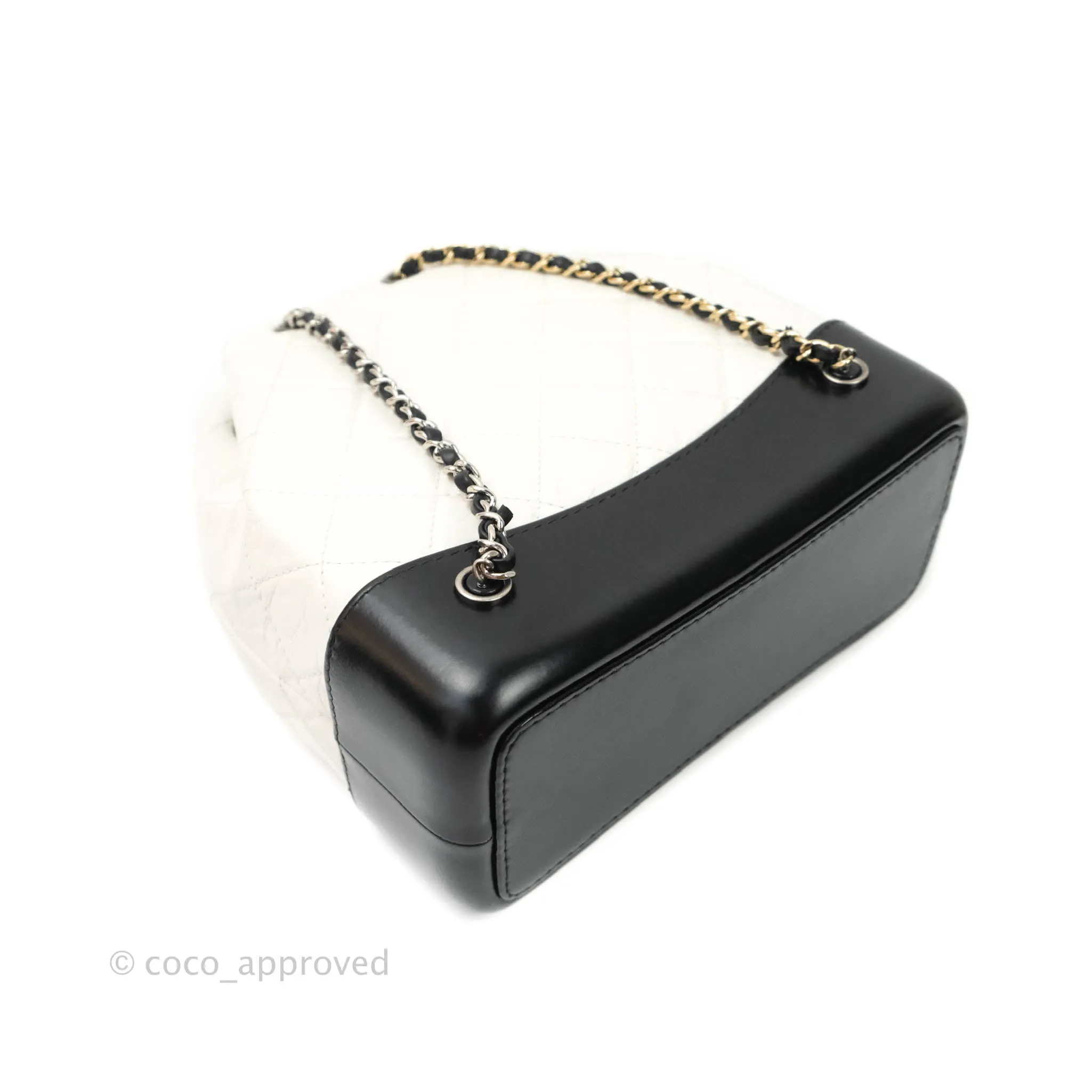 Chanel Small Gabrielle Backpack White Black Aged Calfskin