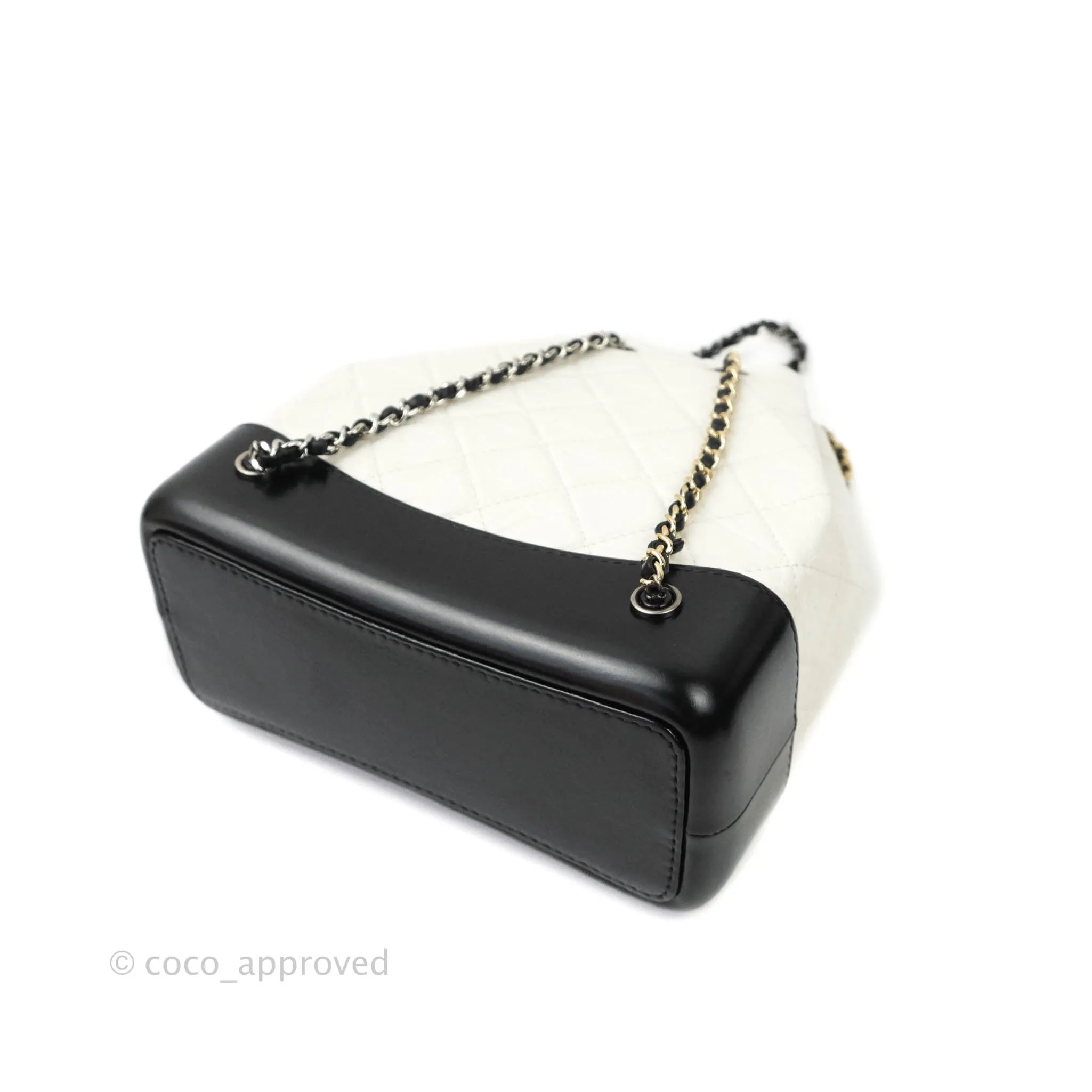 Chanel Small Gabrielle Backpack White Black Aged Calfskin