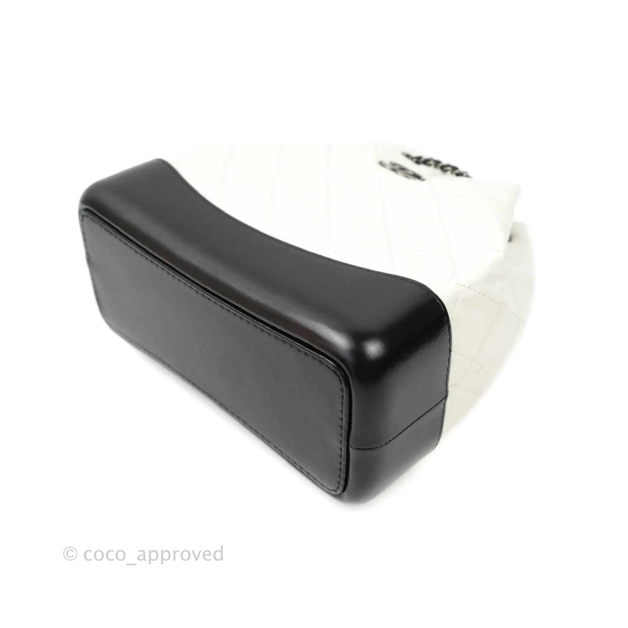 Chanel Small Gabrielle Backpack White Black Aged Calfskin