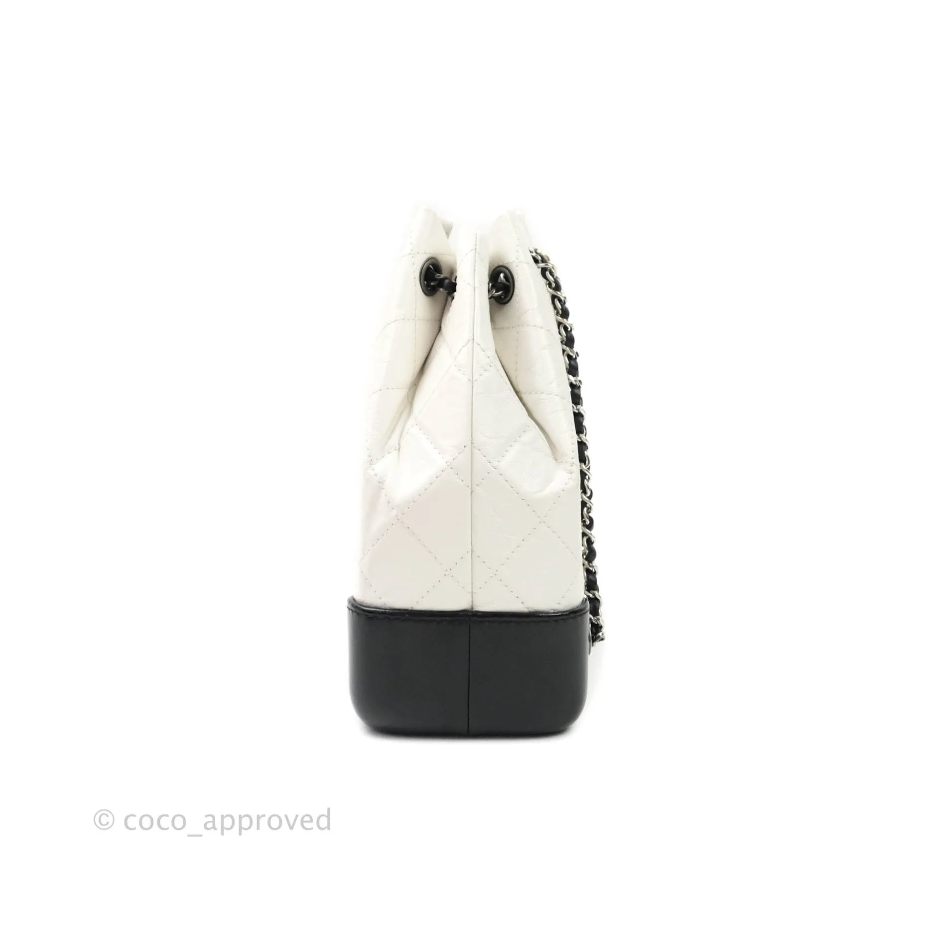 Chanel Small Gabrielle Backpack White Black Aged Calfskin