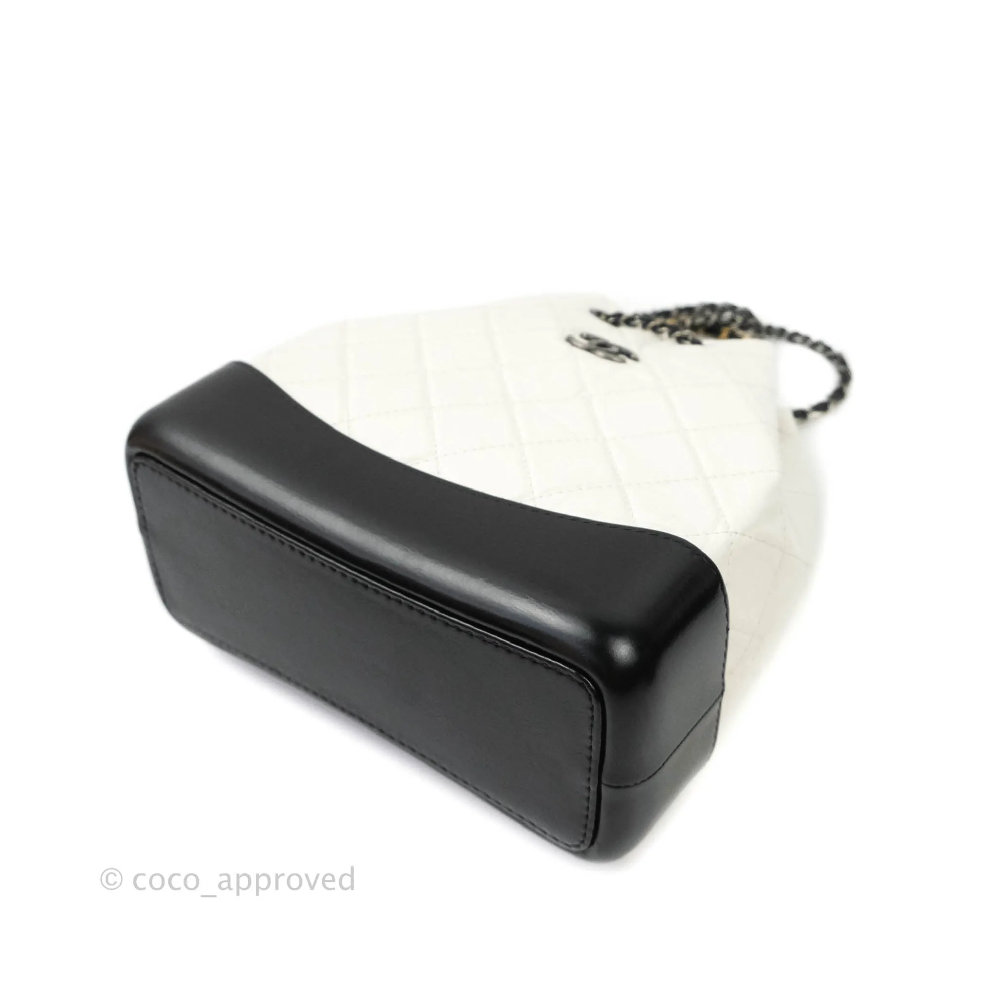Chanel Small Gabrielle Backpack White Black Aged Calfskin